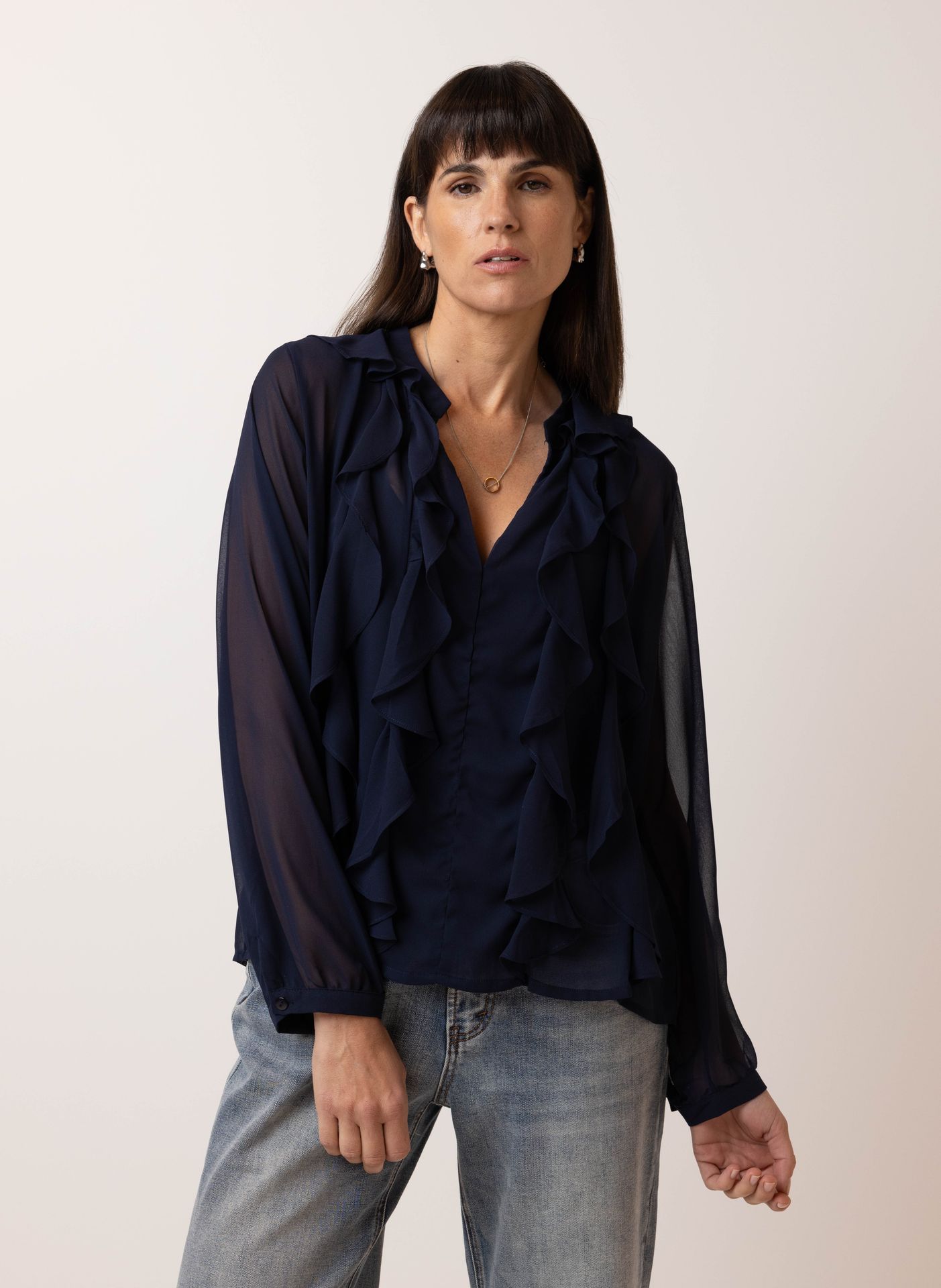  Donkerblauwe blouse dark blue 214449-499-48