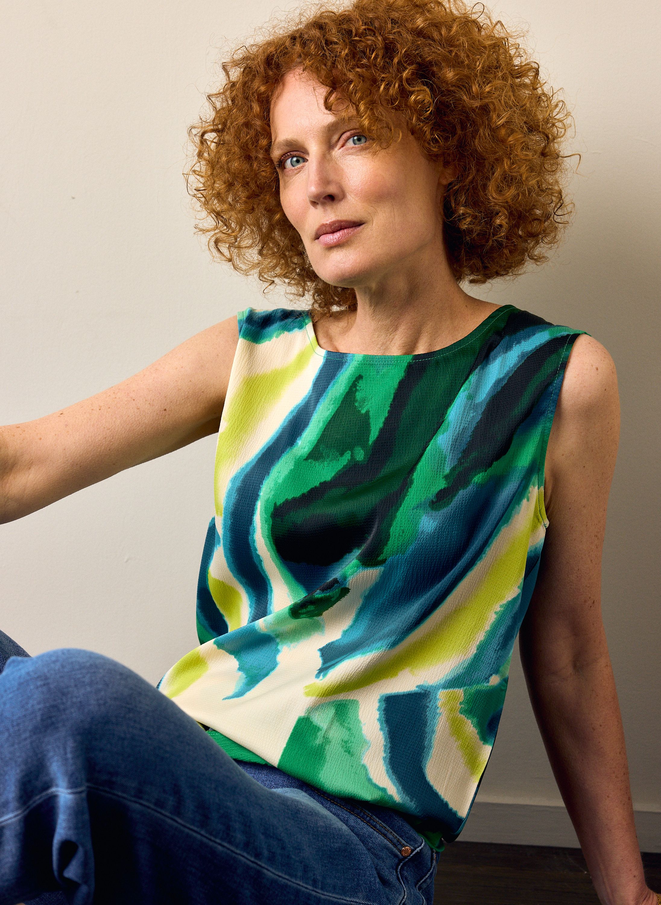Norah Groene top met grafische print green multicolor 214466-520-36