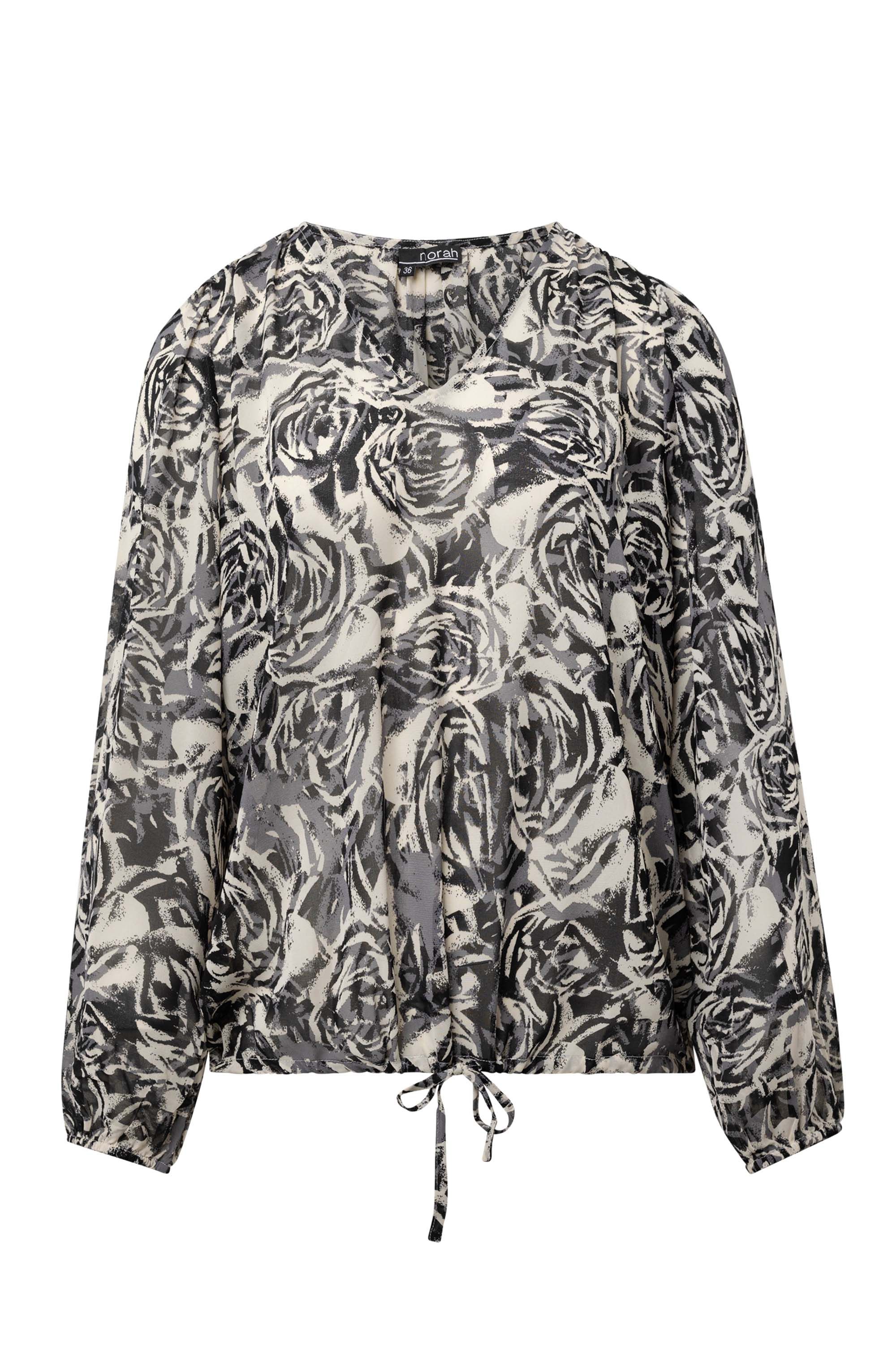 Norah Grijze blouse met rozen black/white 214478-031