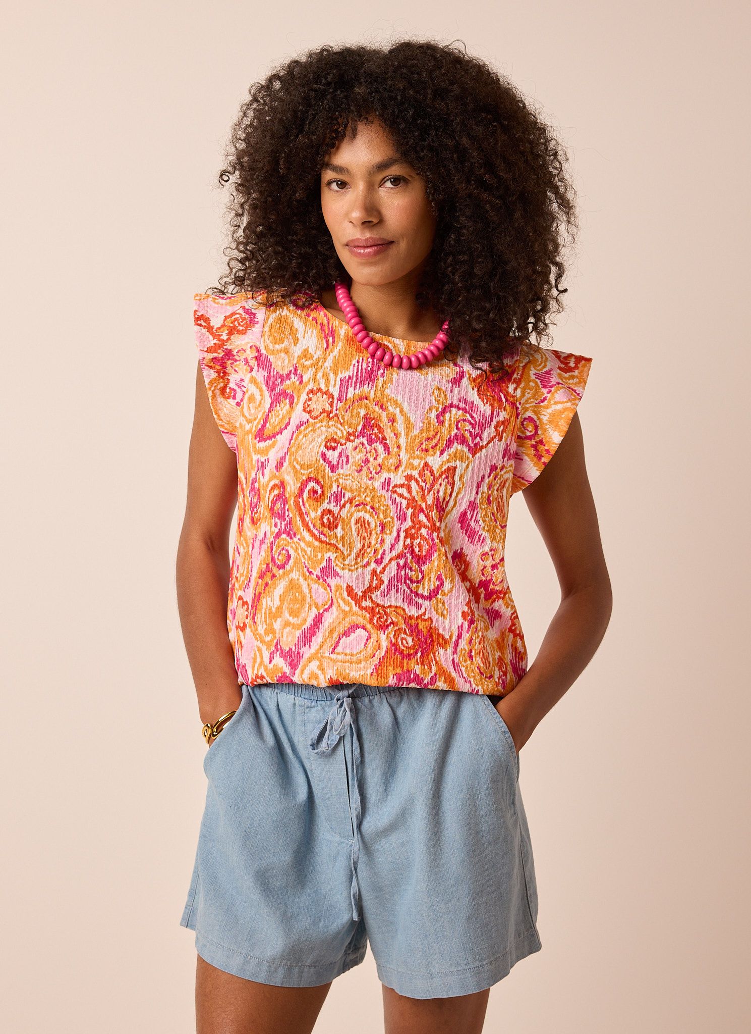 Norah Roze/oranje shirt met grafische print orange/pink 214511-739