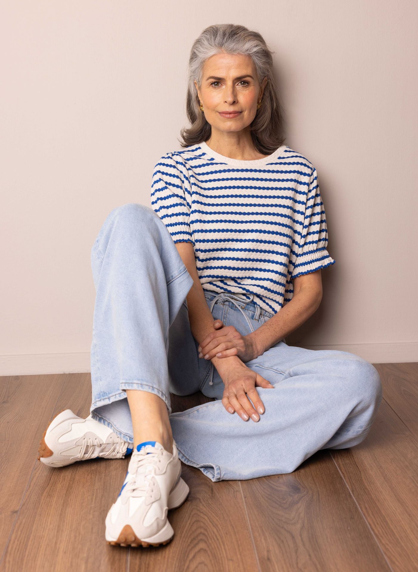 Norah Blauw/ecru gestreept shirt blue/ecru 214520-441-44