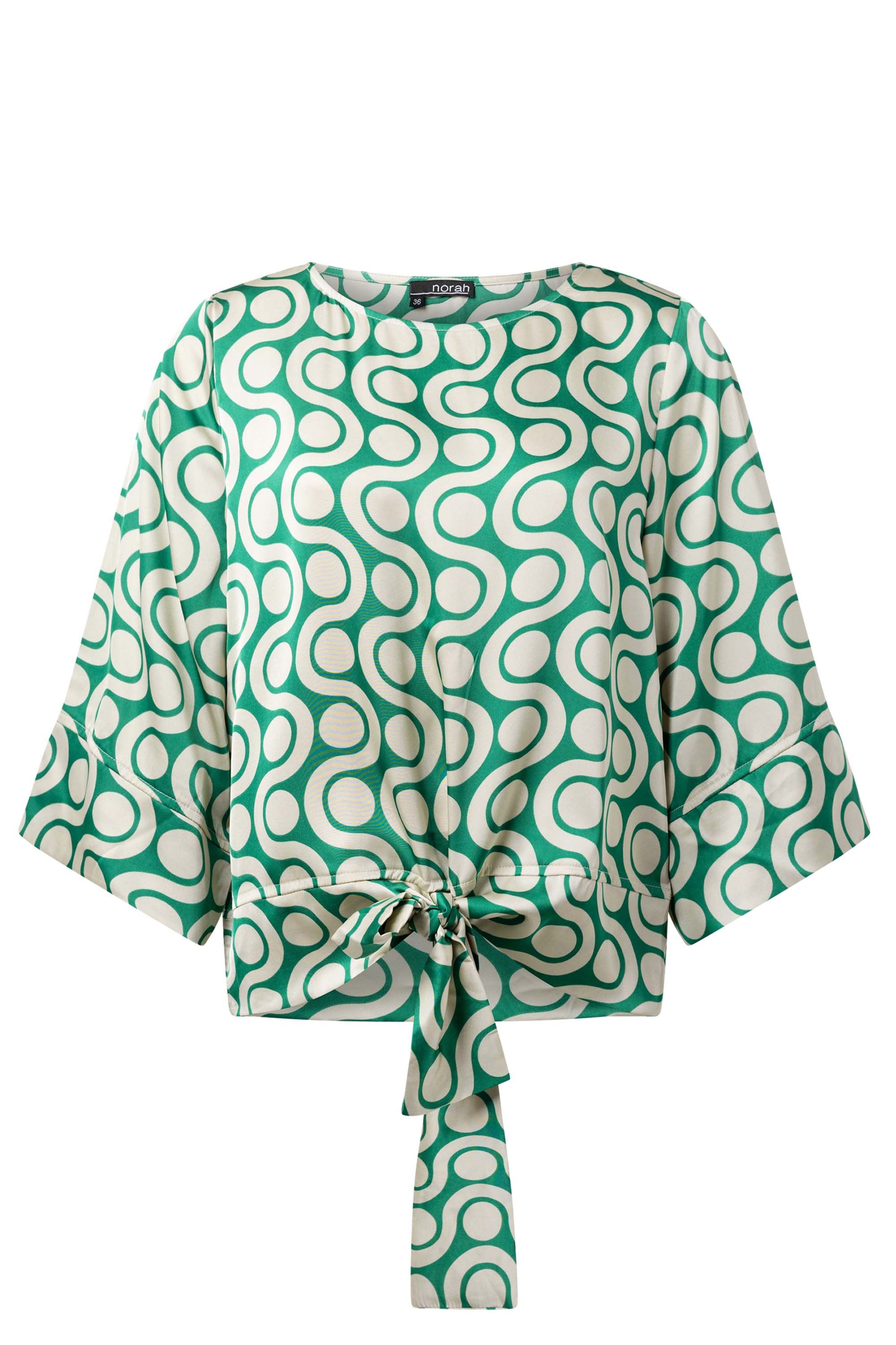 Norah Groen/ecru blouse met retro print green/ecru 214539-541