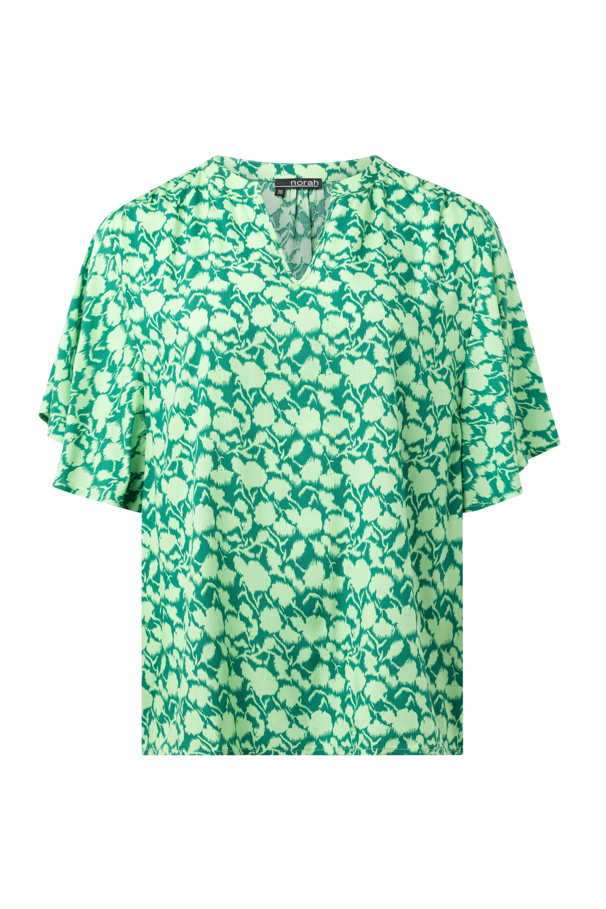 Norah Groene blouse met grafische print green multicolor 214541-520