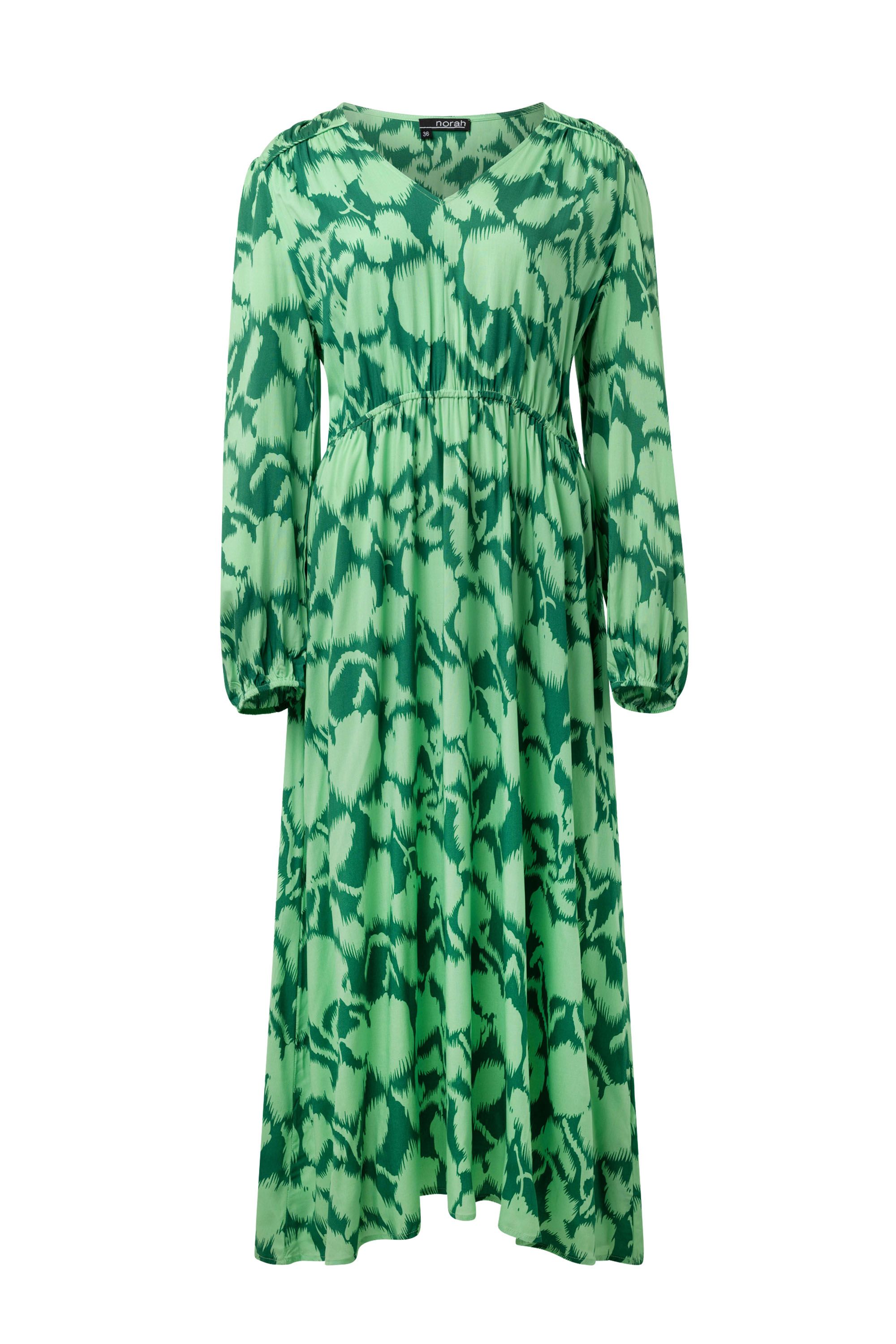 Norah Groene maxi jurk met grafische print green multicolor 214542-520