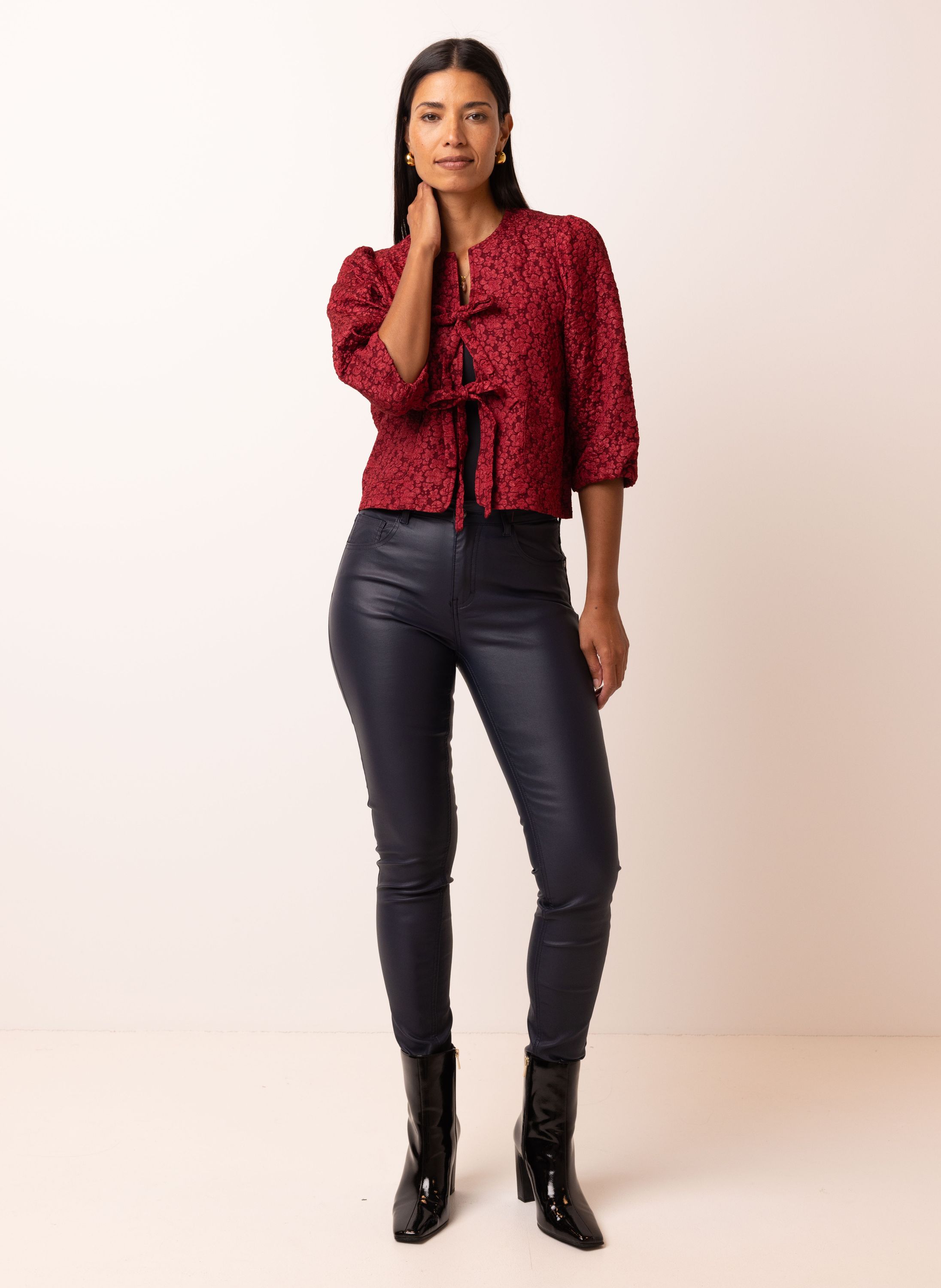 Norah Chelsea jeans | Slim | Donkerblauw | Imitatieleer  | Cropped  dark blue 214552-499-36