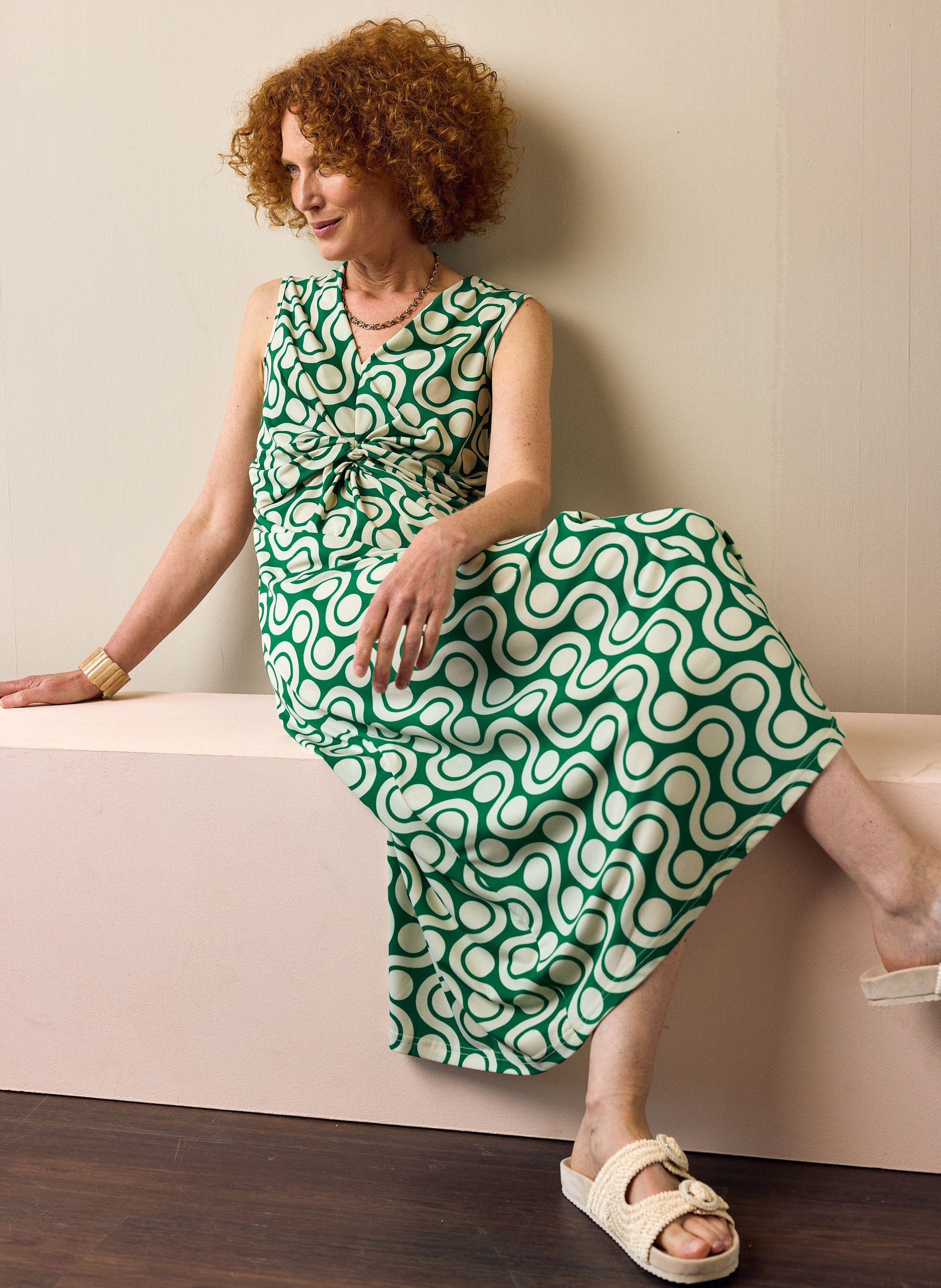 Norah Groene maxi jurk met grafische print green/ecru 214565-541