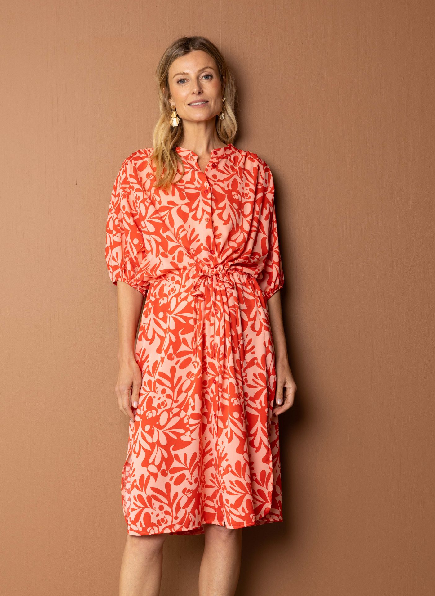 Norah Meerkleurige midi jurk pink/red 214619-936-36