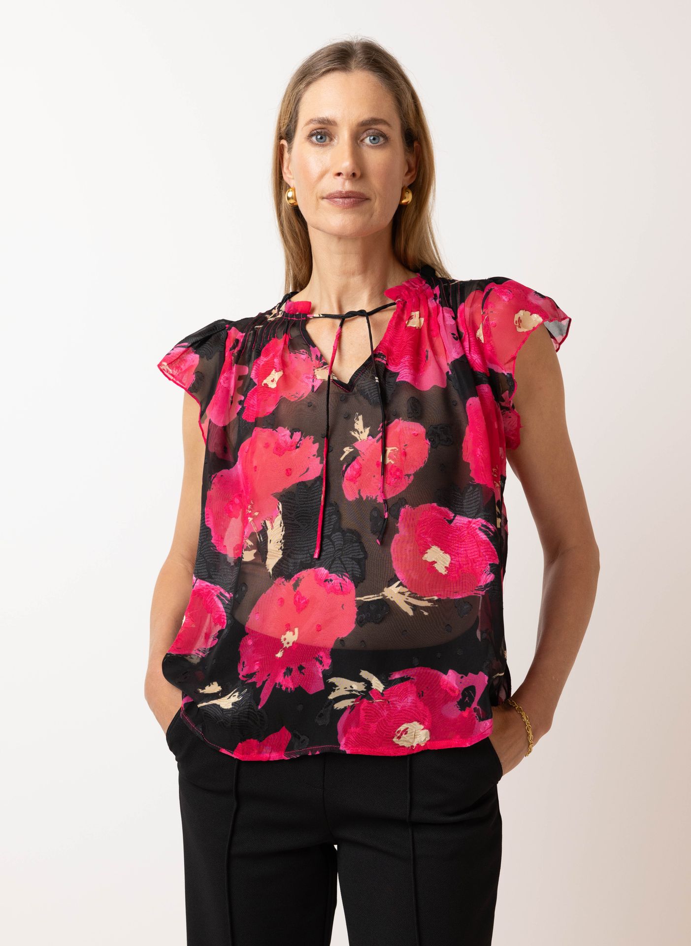 Norah Roze blouse met bloemen pink multicolor 214637-920