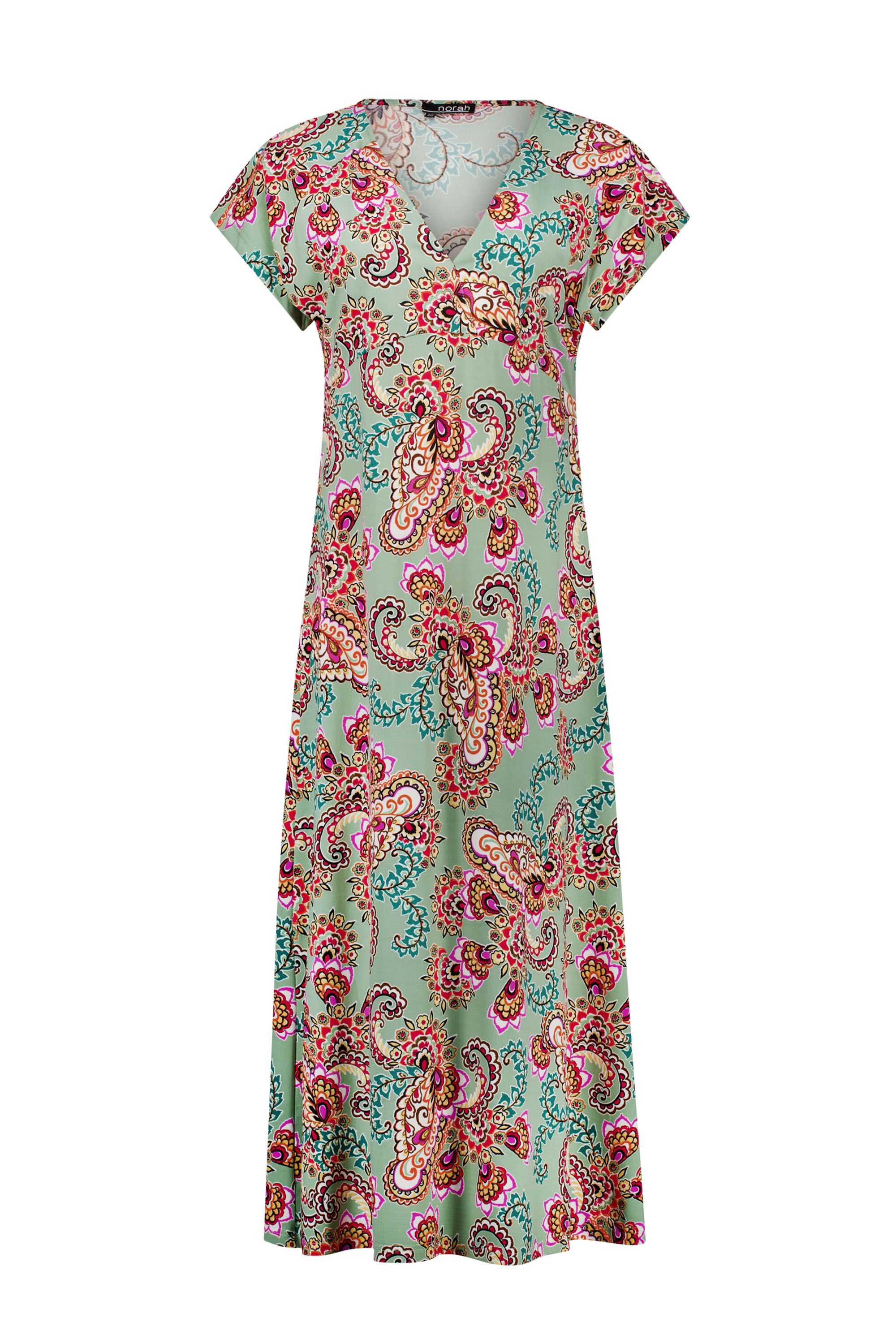 Norah Groene maxi jurk met grafische print grey green multicolor 214645-061