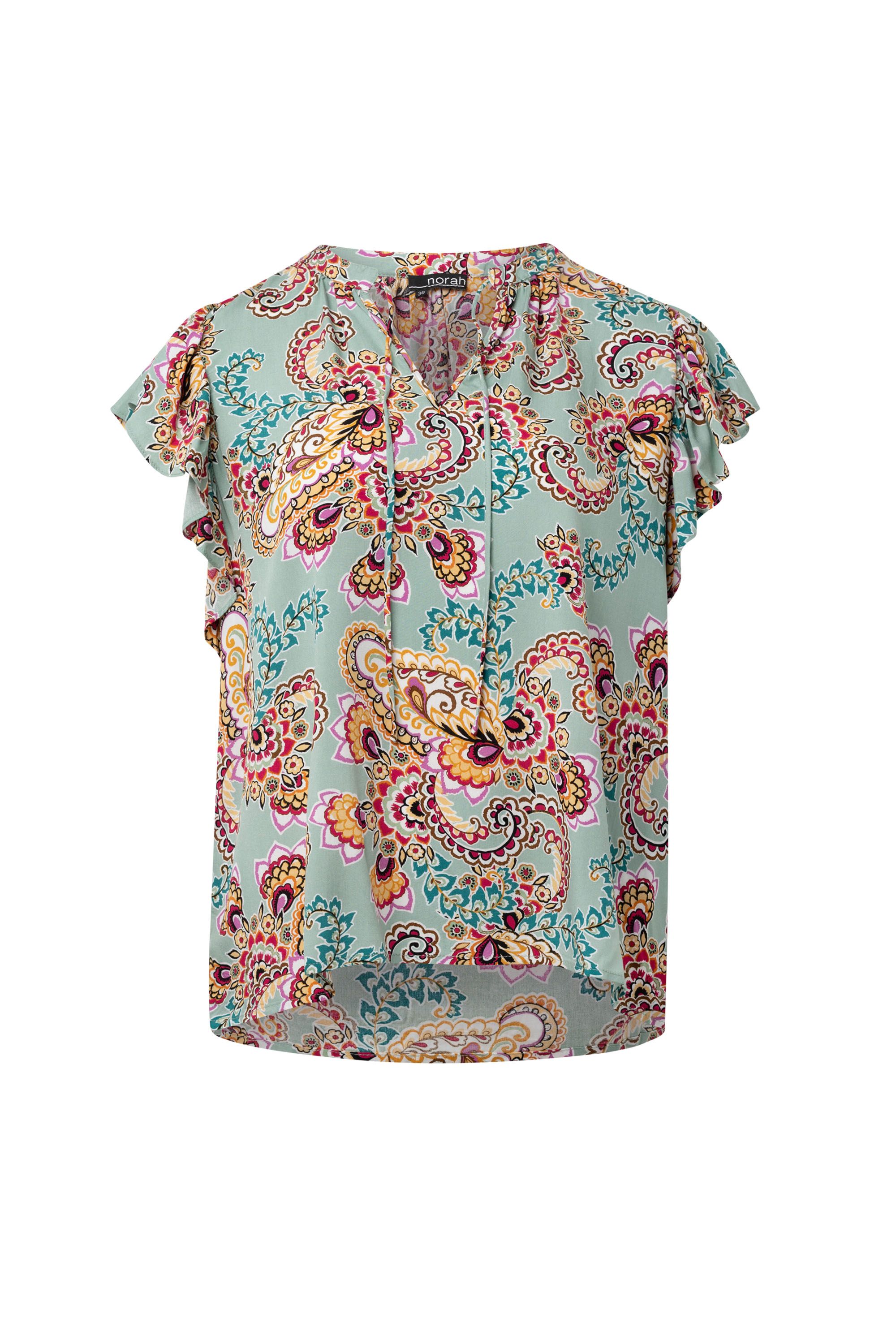 Norah Groene blouse met grafische print grey green multicolor 214652-061