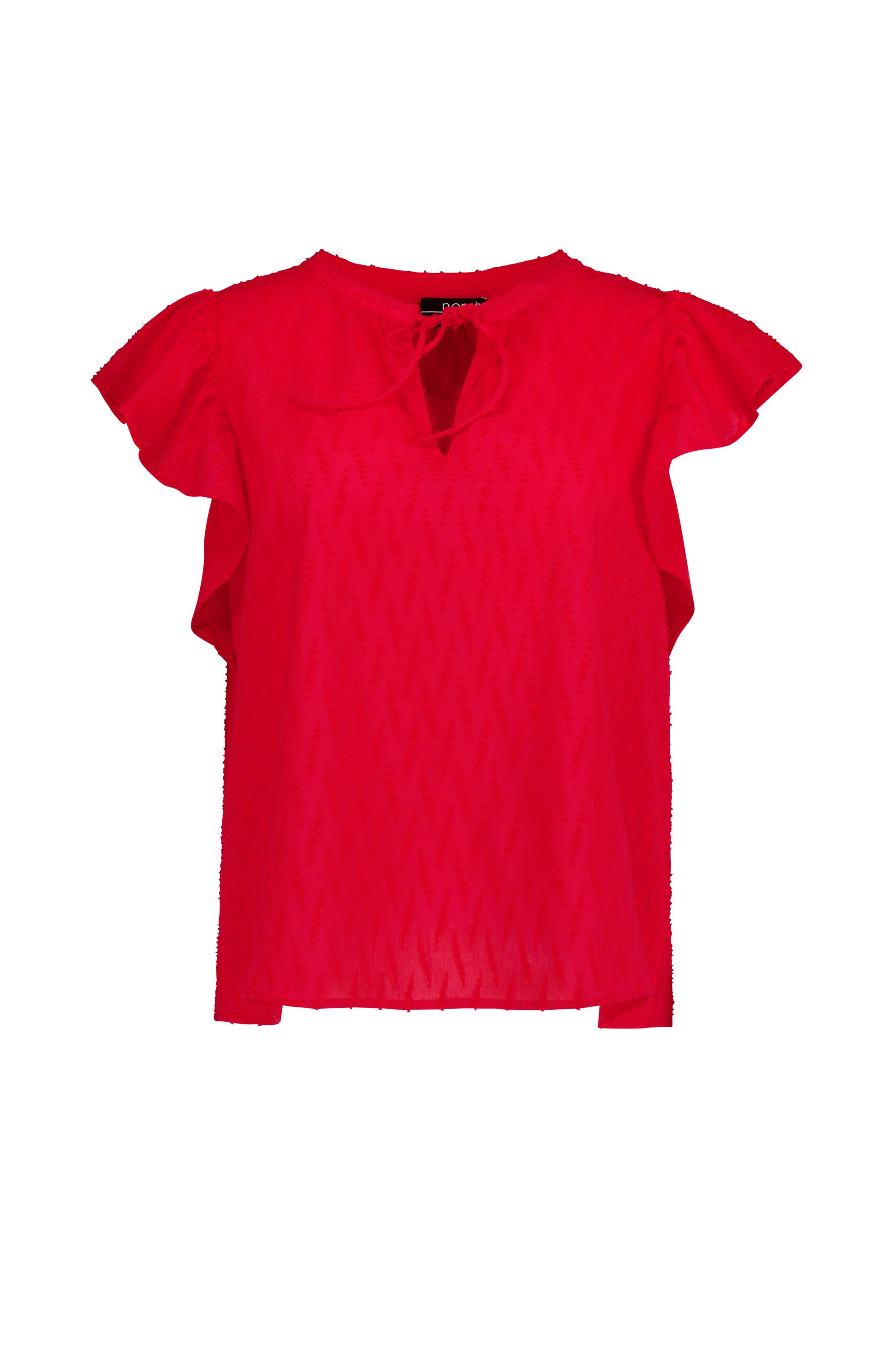 Norah Rode blouse met volantmouwen red 214653-600