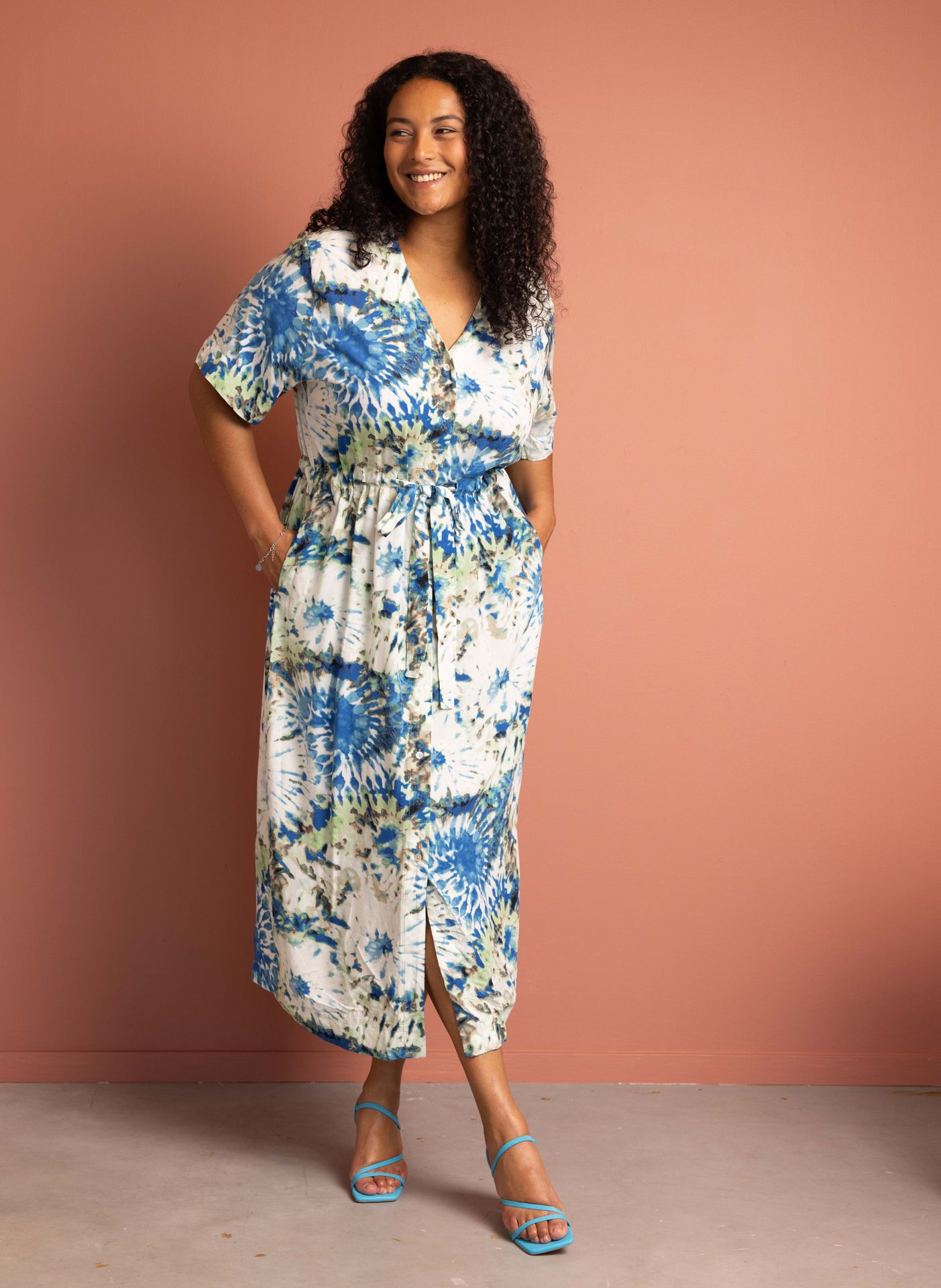 Norah Meerkleurige maxi jurk blue multicolor 214670-420