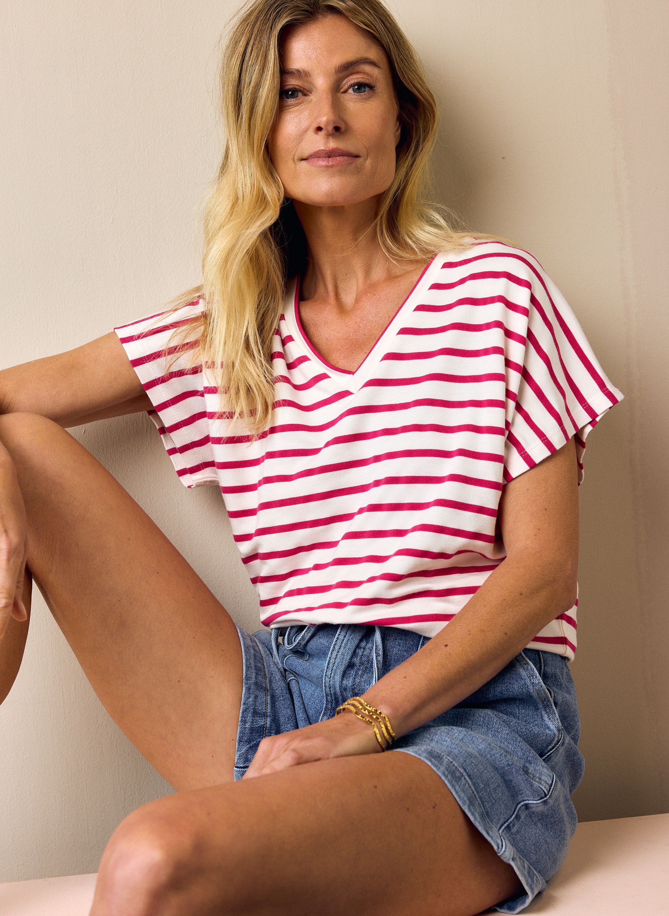 Norah Wit/roze gestreept shirt white/pink 214735-140-36
