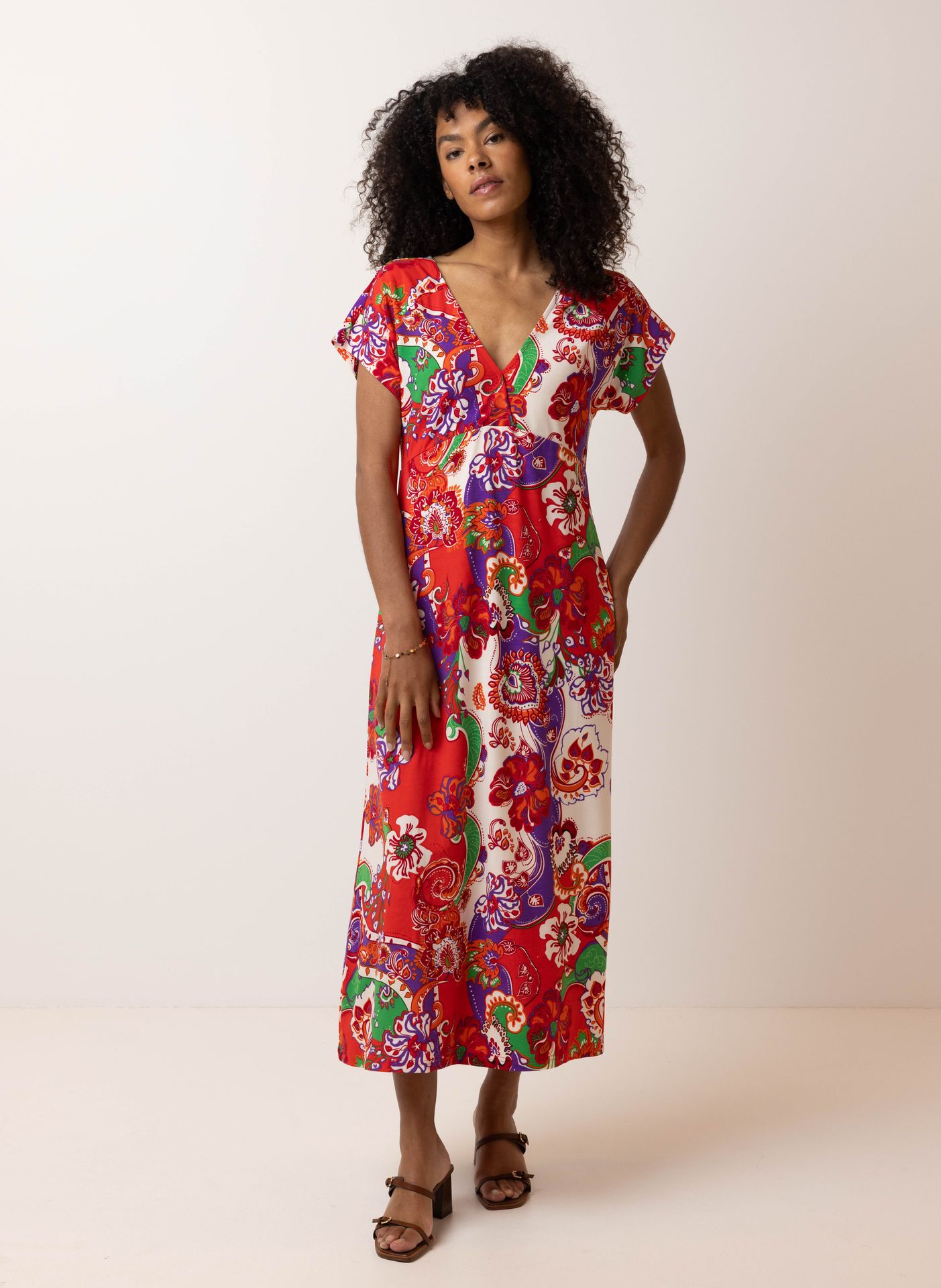 Norah Meerkleurige maxi jurk red multicolor 214746-620