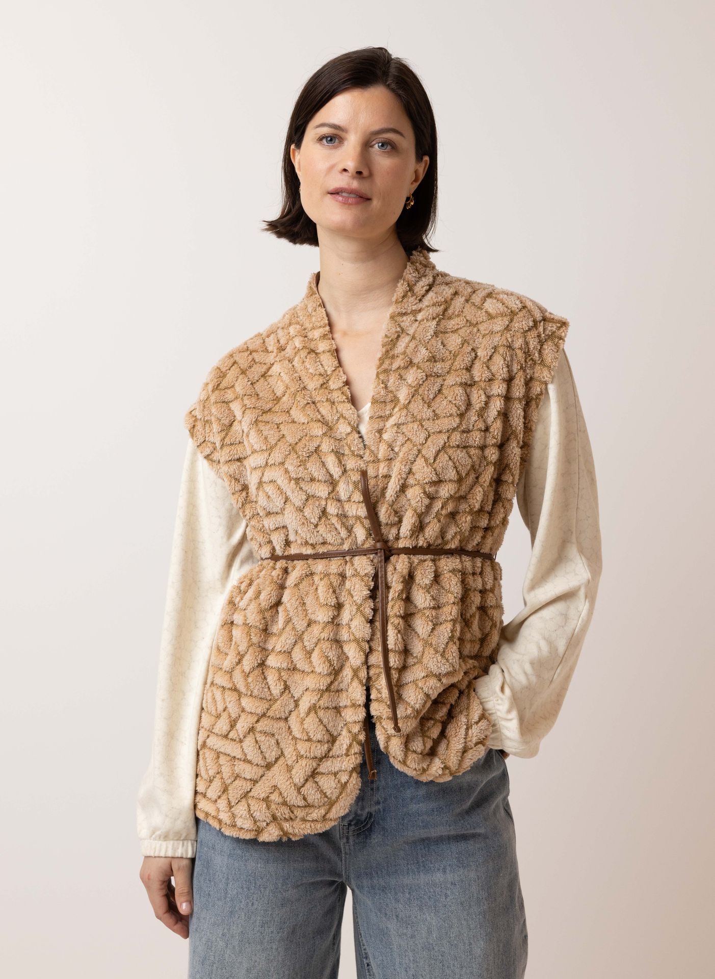  Bruin gilet camel 214790-271-36