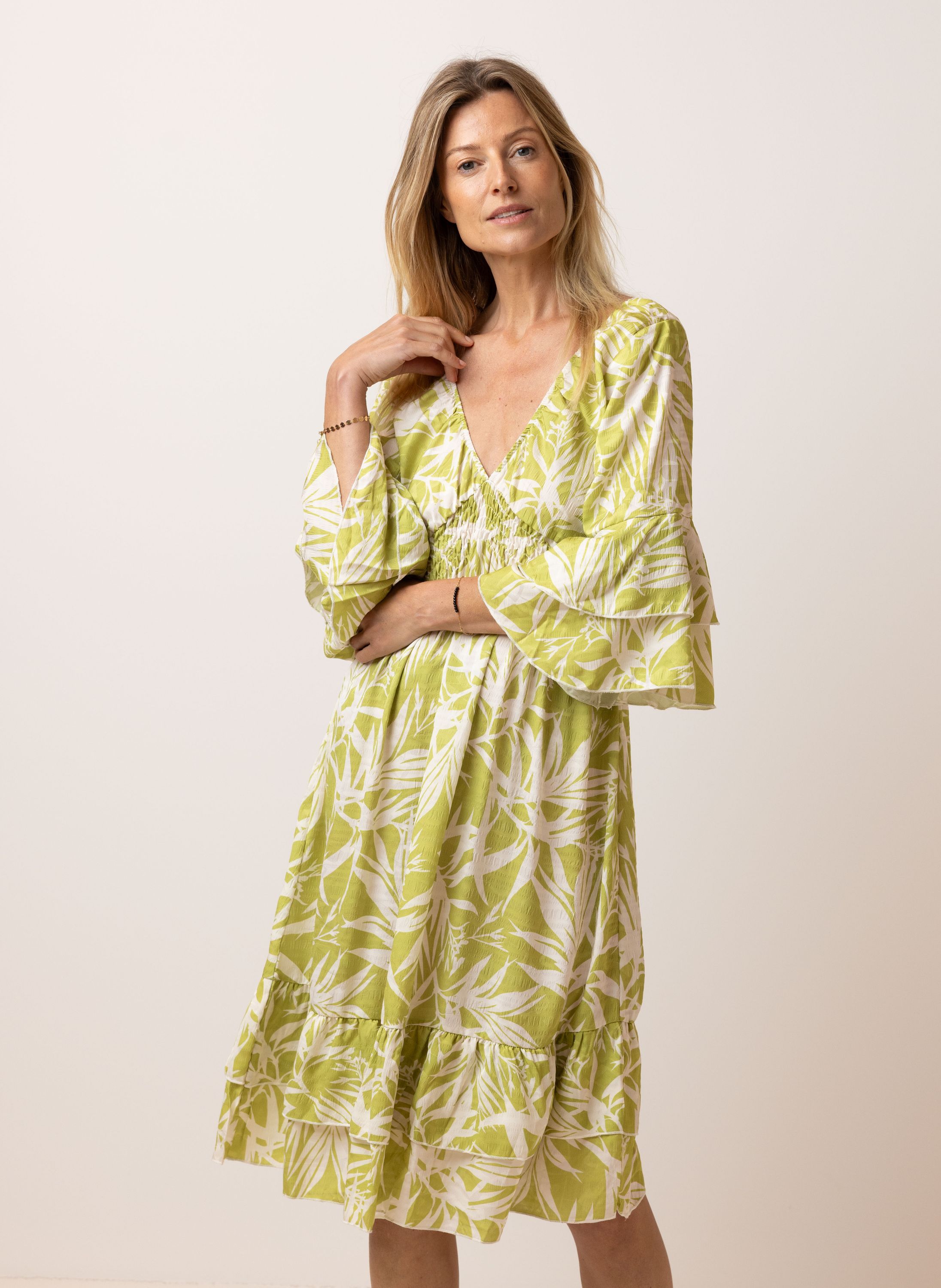 Norah Groene midi jurk  214824-531