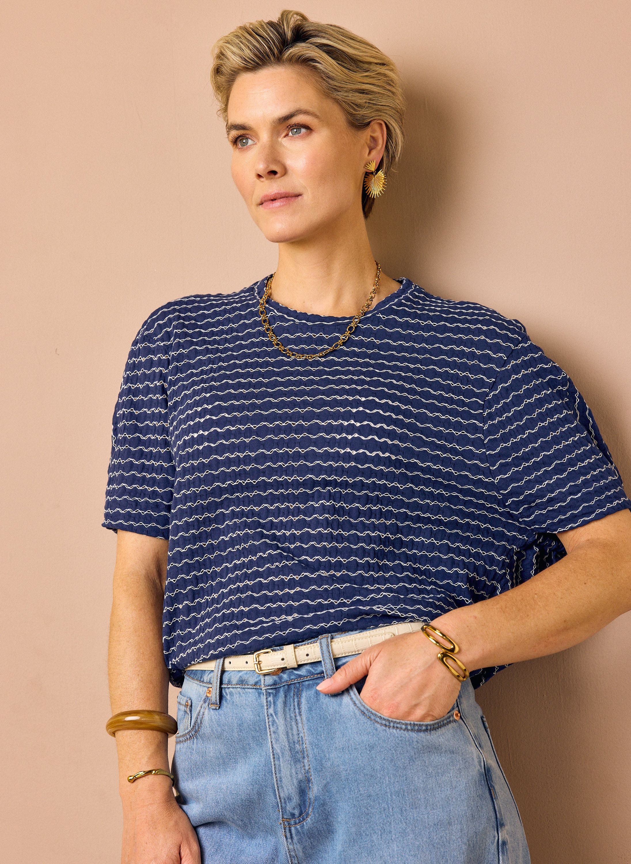Norah Donkerblauw/wit gestreept shirt blue/white 214828-431
