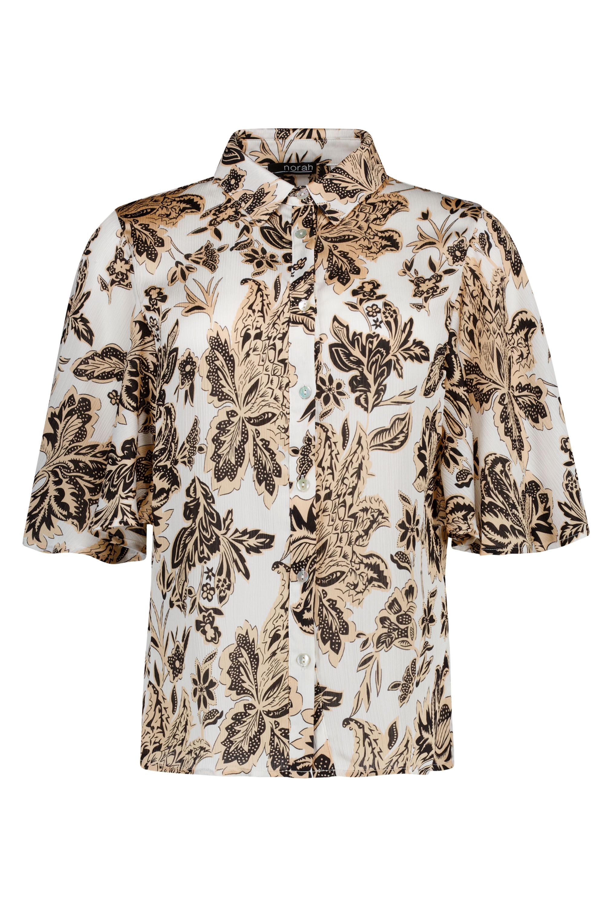 Norah Witte blouse met botanische print sand multicolor 214838-121