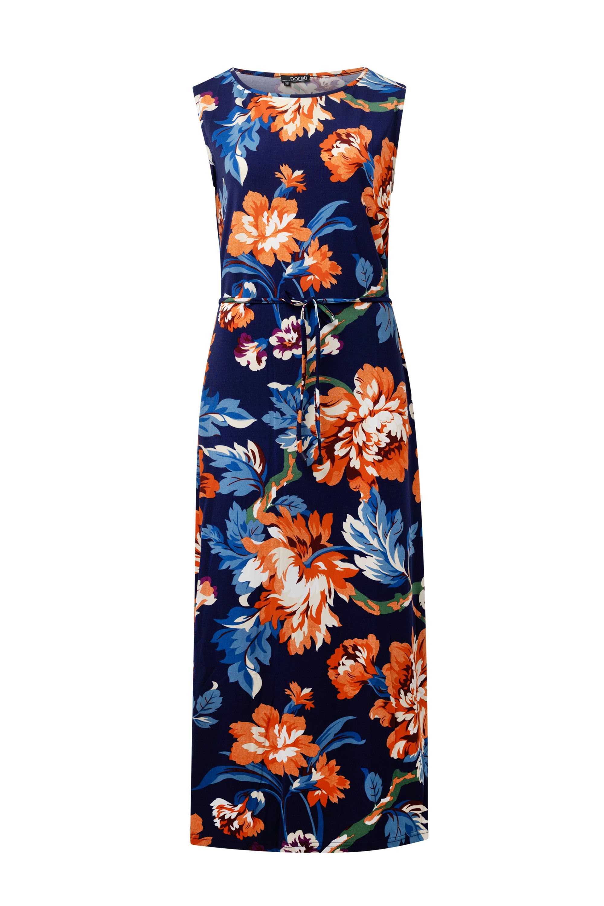 Norah Donkerblauwe maxi jurk met bloemenprint blue multicolor 214862-420