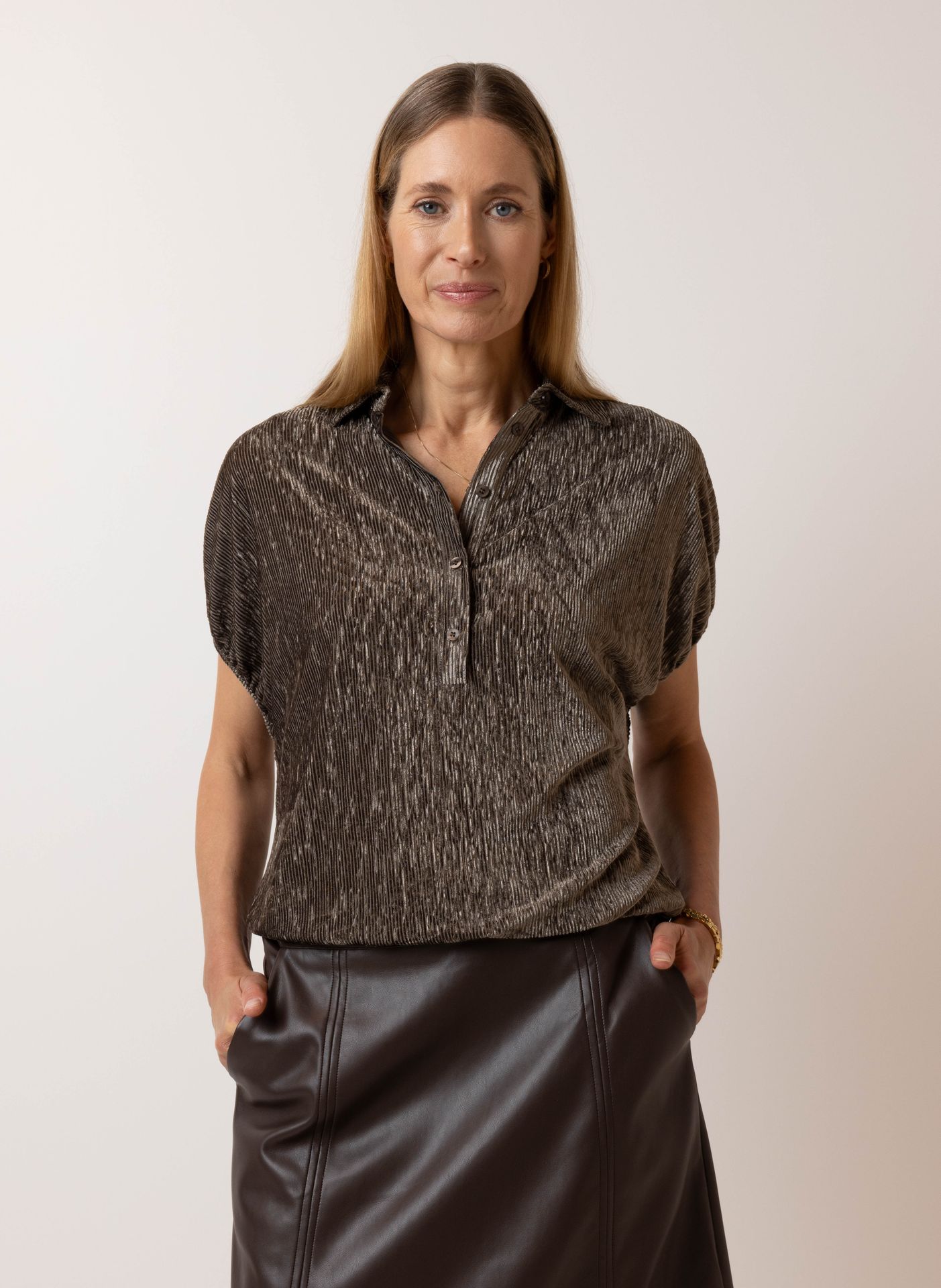  Donkerbruine blouse  dark brown 214925-299-34