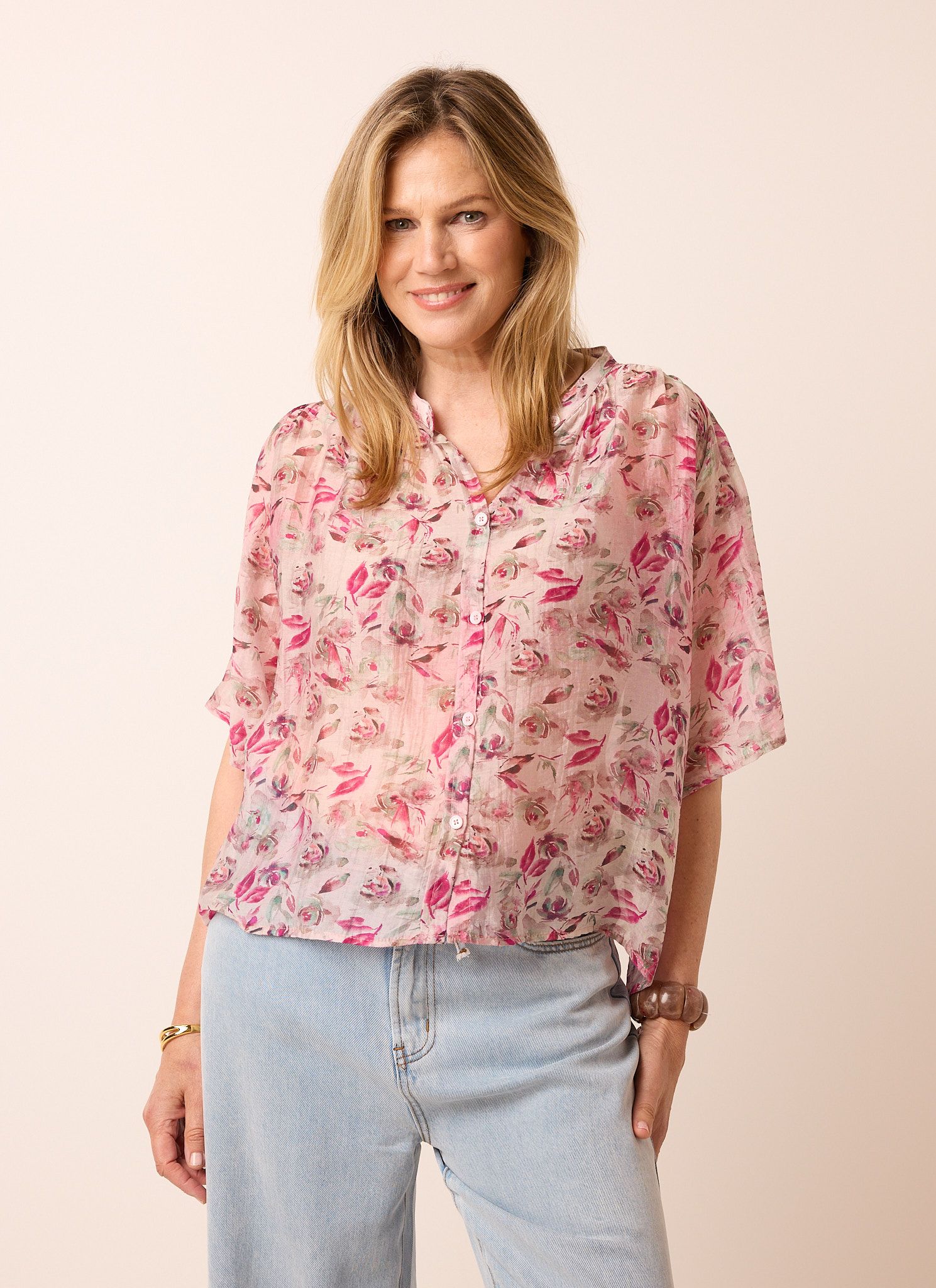 Norah Roze blouse met bloemenprint pink multicolor 214936-920