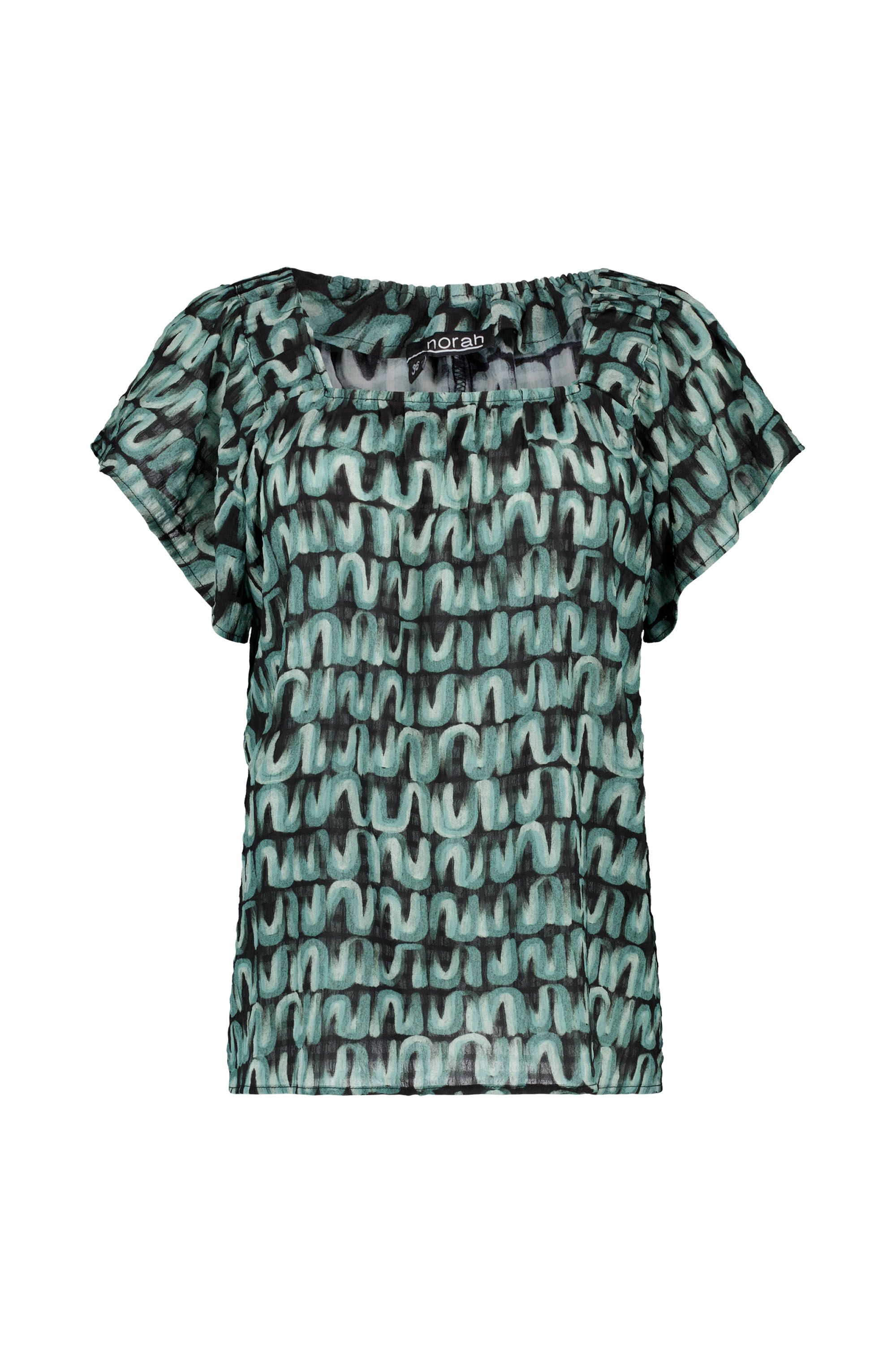 Norah Zwart/groene blouse met grafische print black/green 214949-035