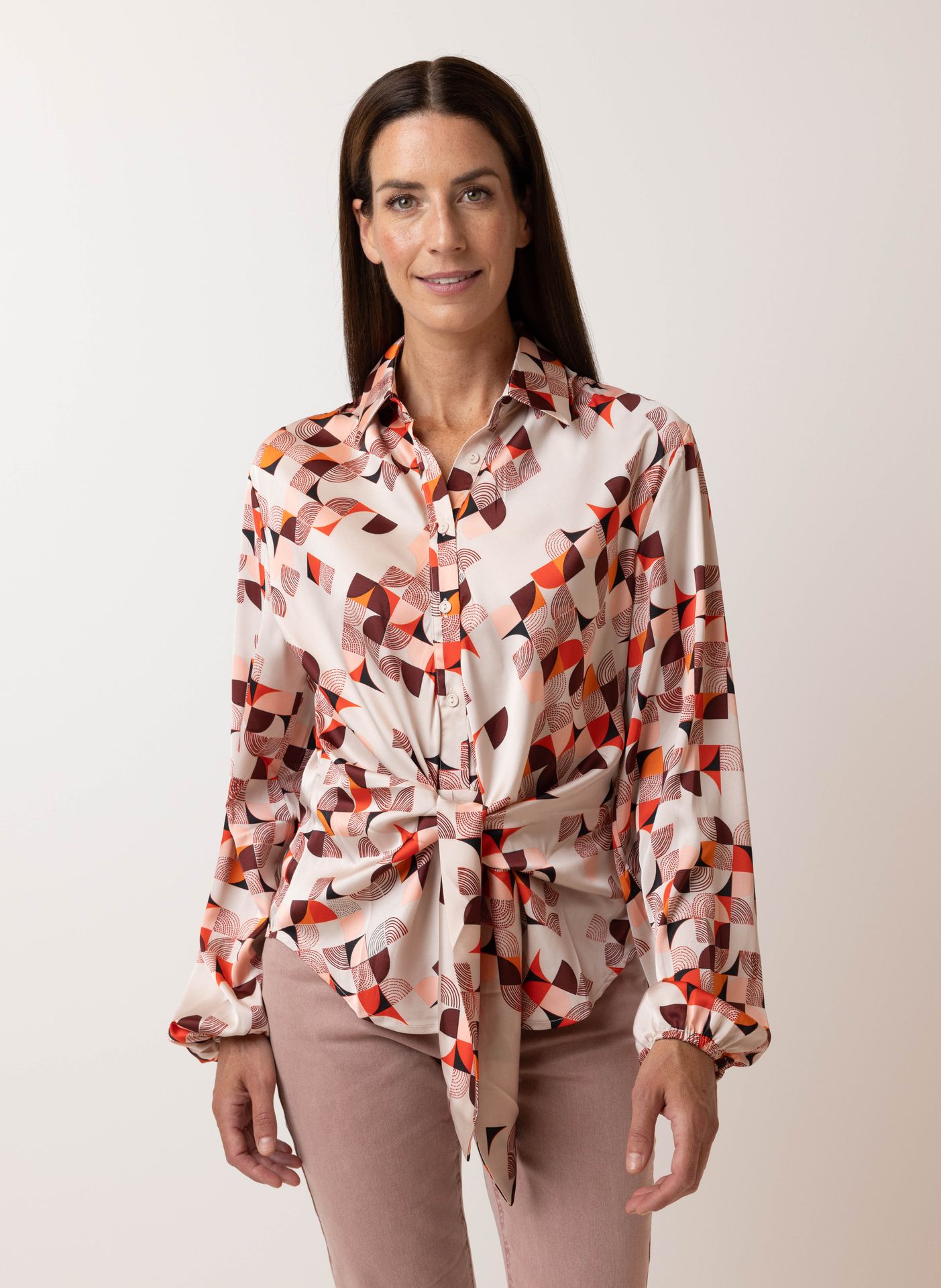 Norah Blouse met strik rose multicolor 214951-910