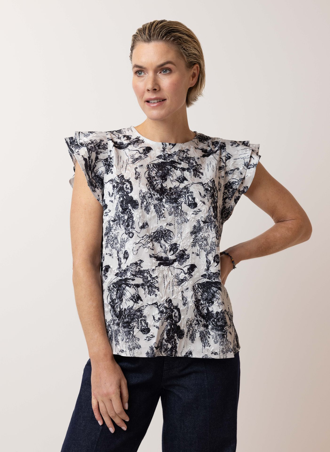  Blouse blauw/grijs blue/grey 214955-440-40