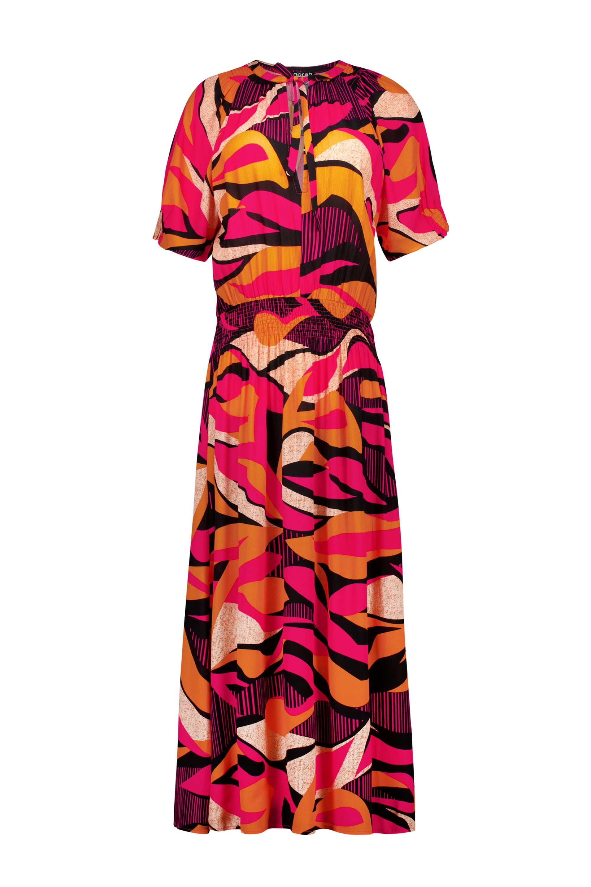 Norah Roze/oranje maxi jurk met grafische print multicolor 214971-002