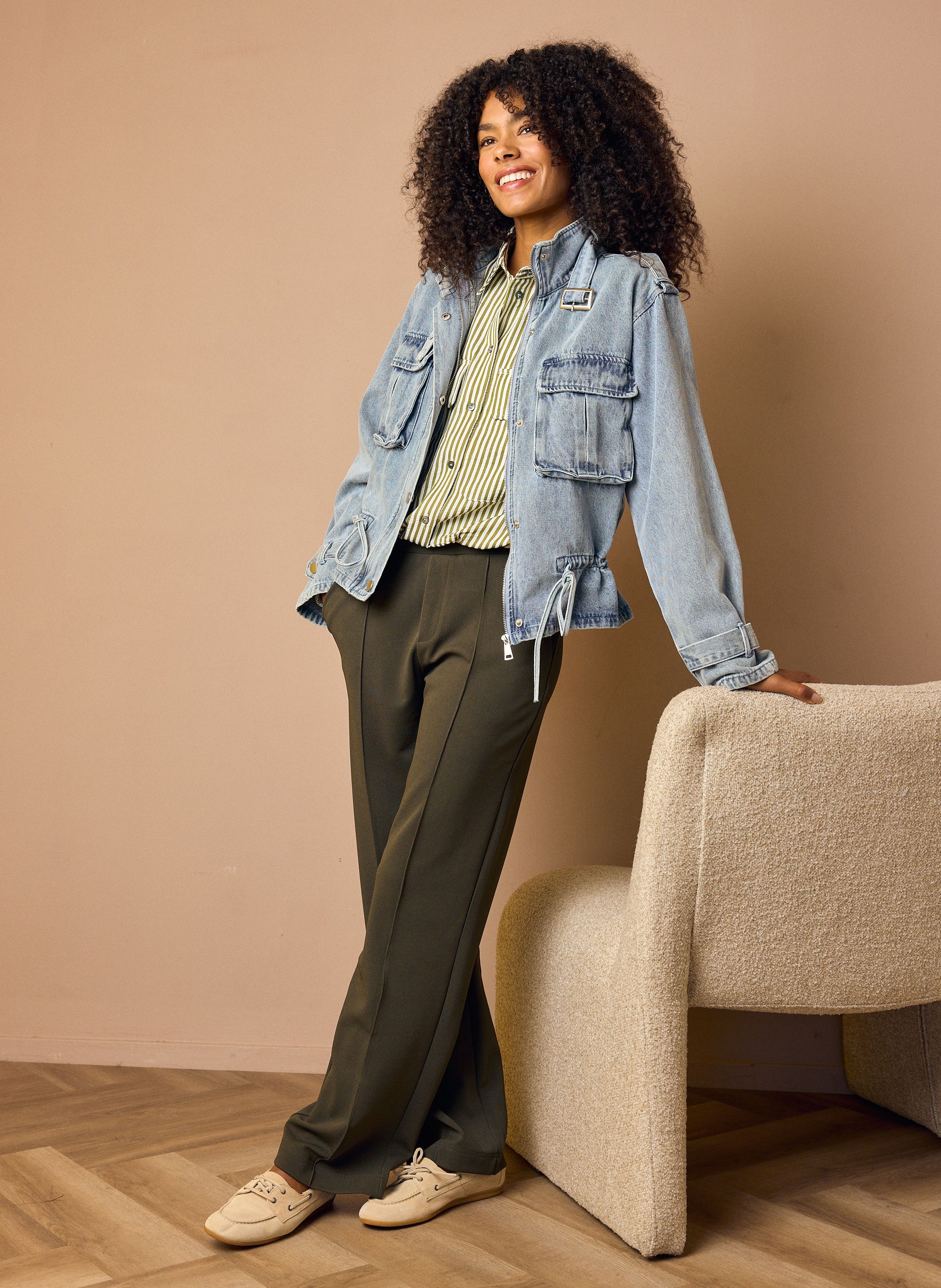 Norah Tammy broek | Straight | Donkergroen | L30 army green 214975-595