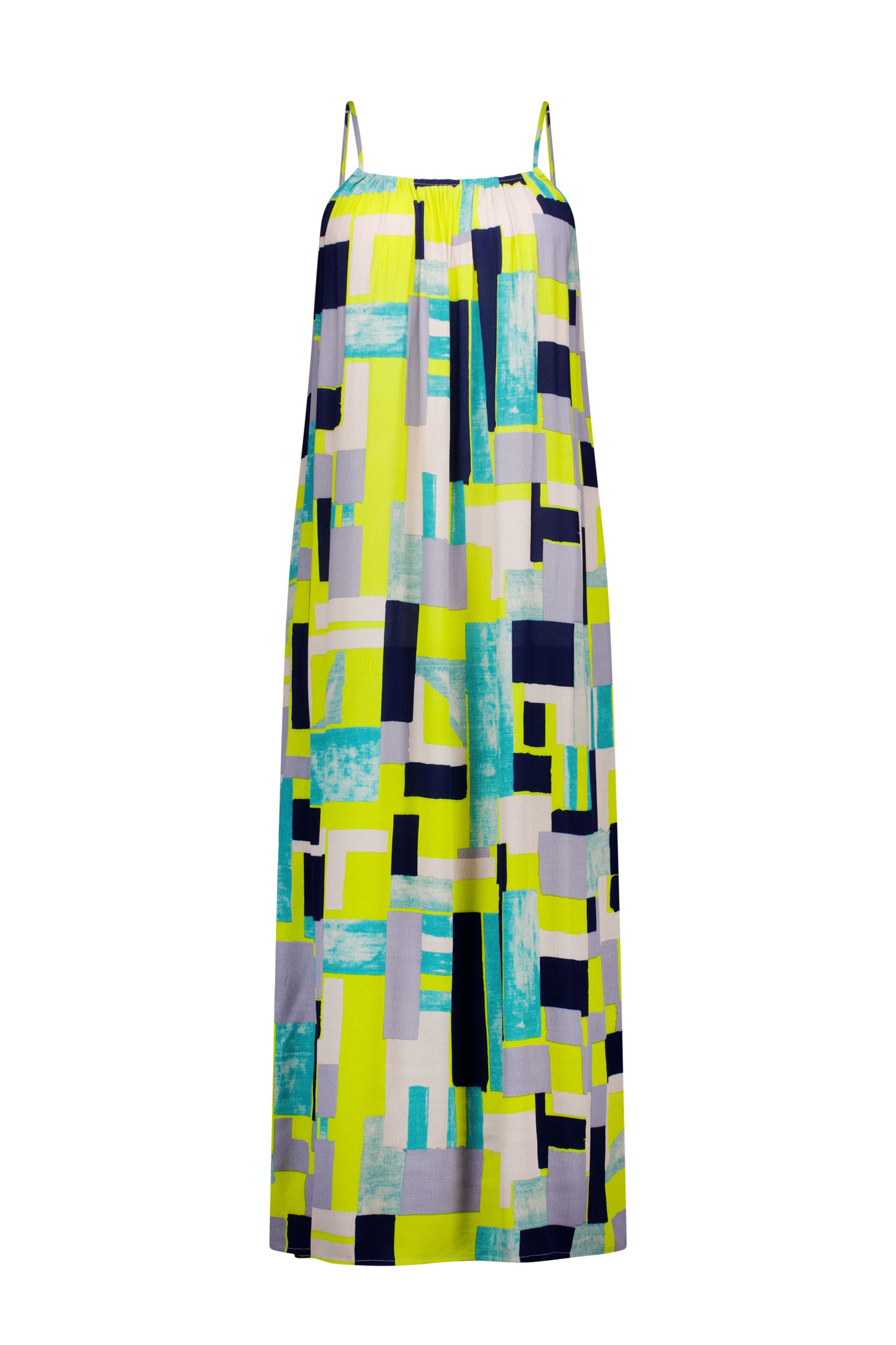 Norah Blauwe maxi jurk met grafische print blue multicolor 214982-420