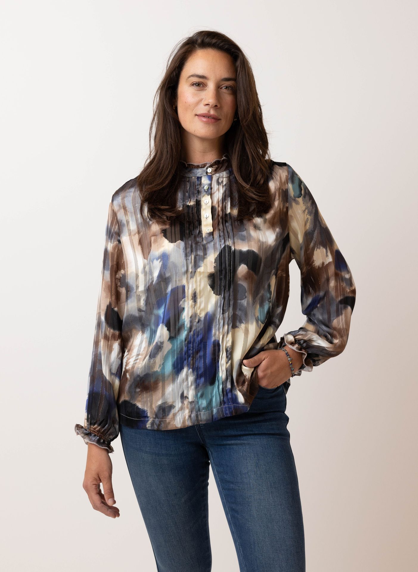 Norah Meerkleurige blouse navy multicolor 214993-493