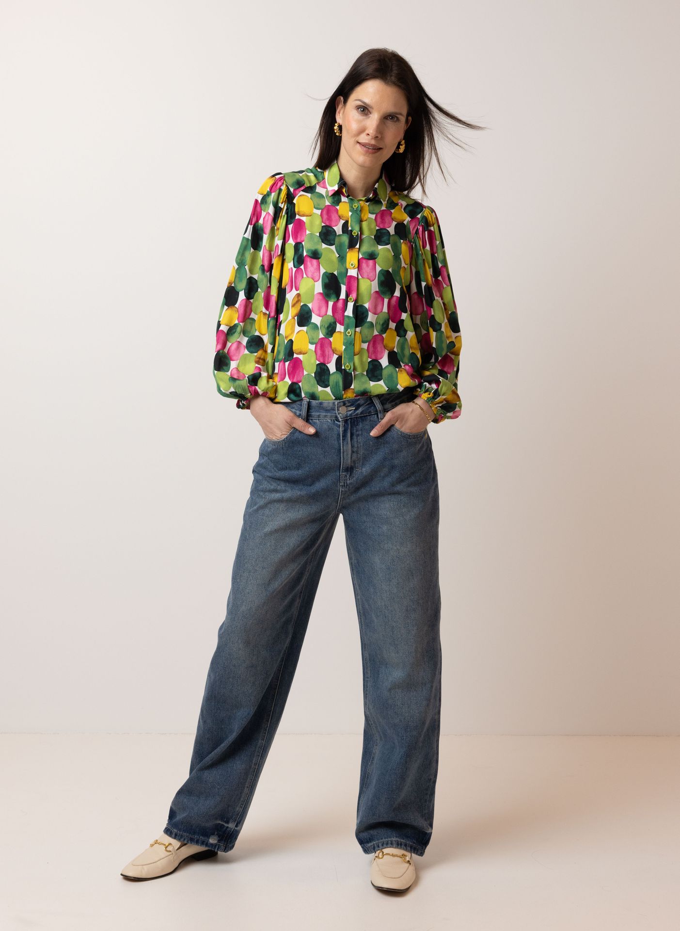 Norah Meerkleurige blouse green multicolor 214999-520