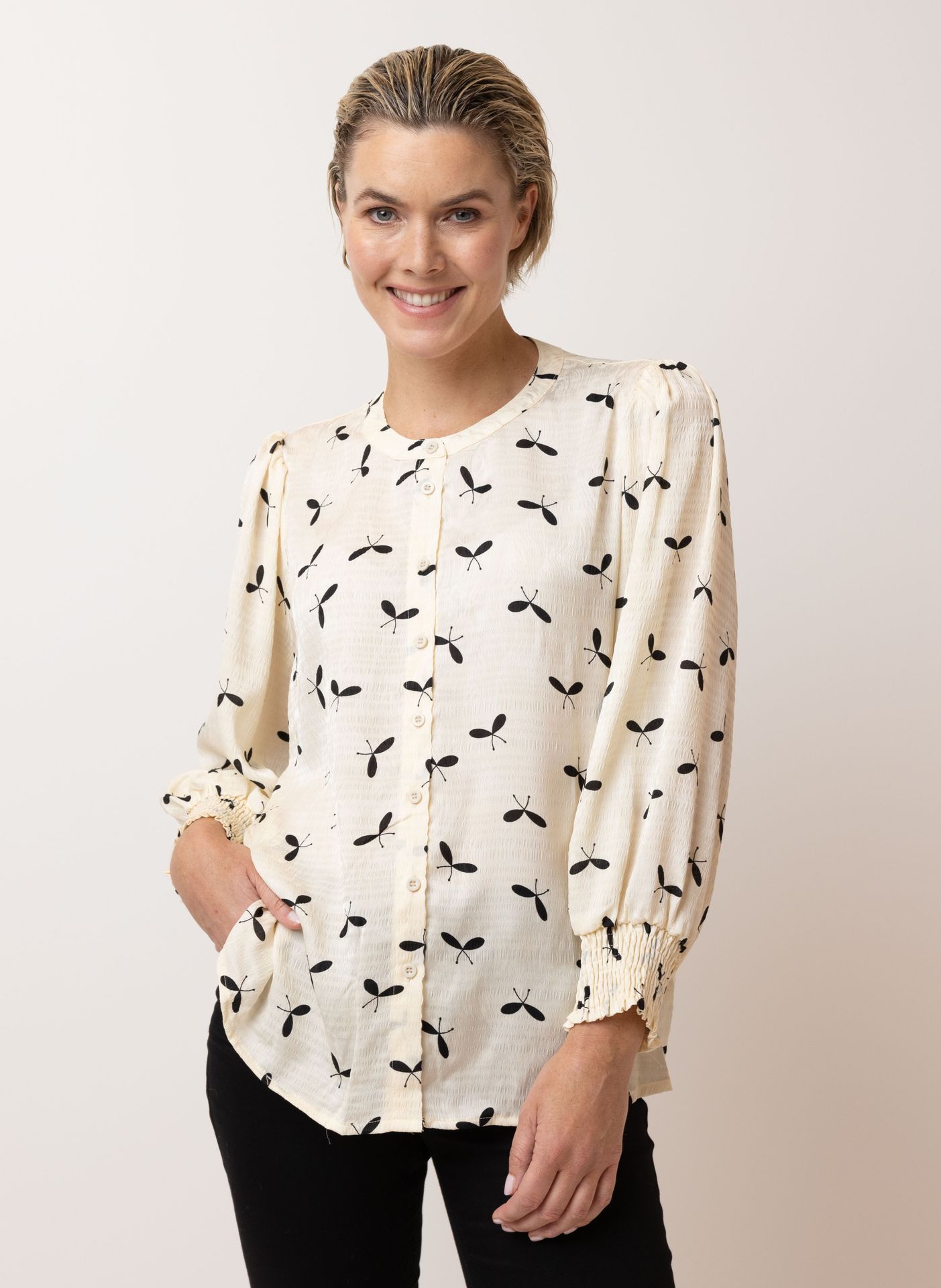 Norah Blouse met print white/black 215004-131