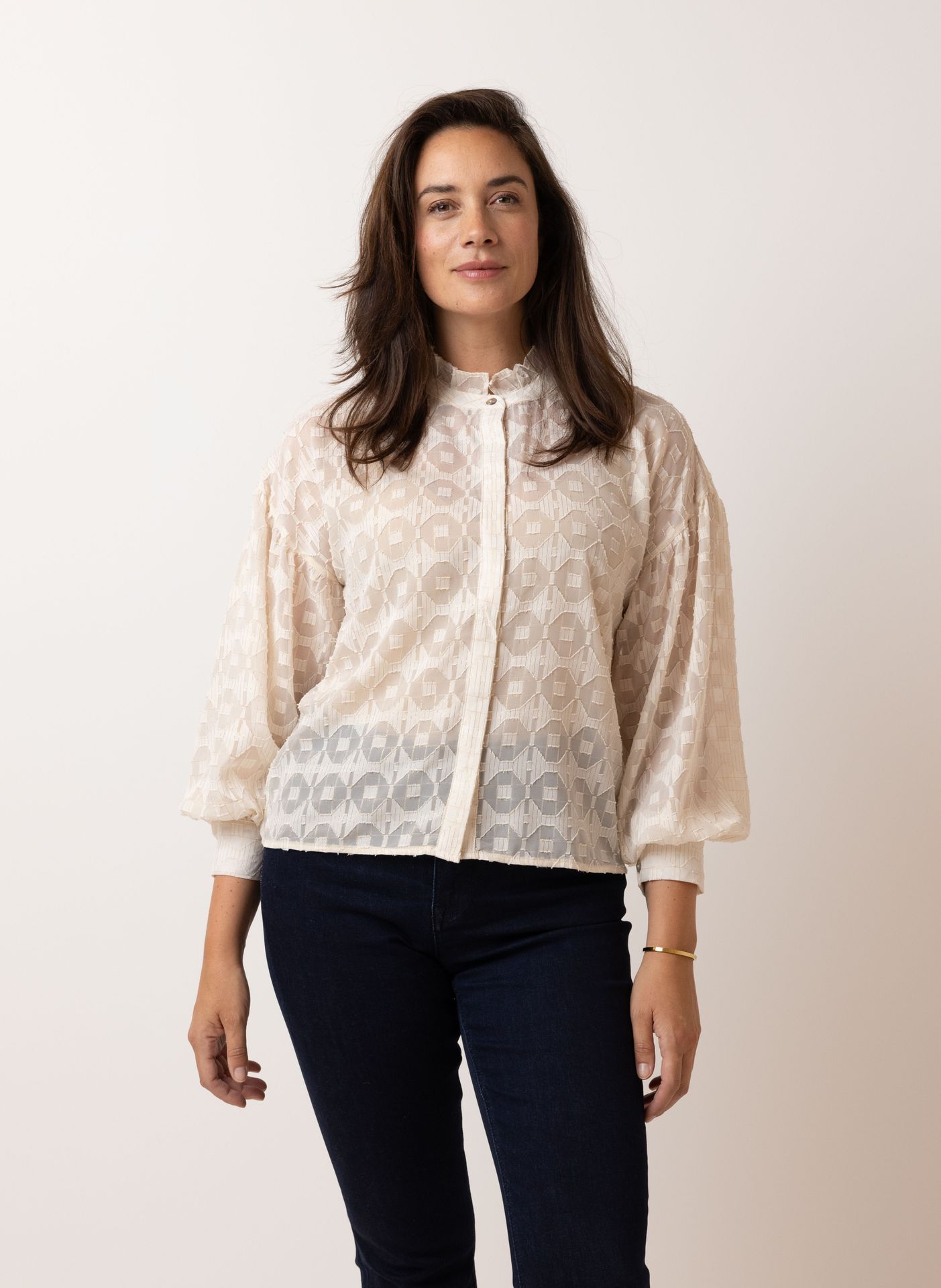 Norah Champagnekleurige blouse champagne 215023-103