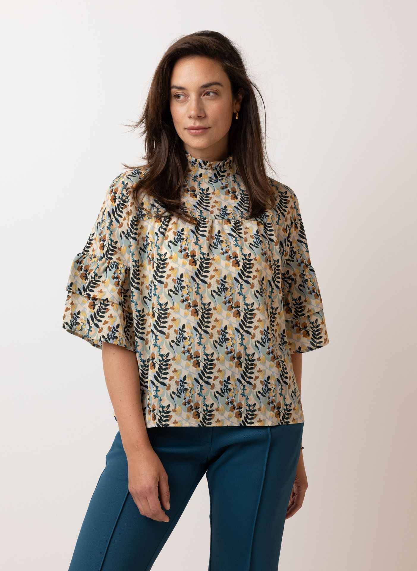 Norah Meerkleurige blouse denim blue multicolor 215024-473