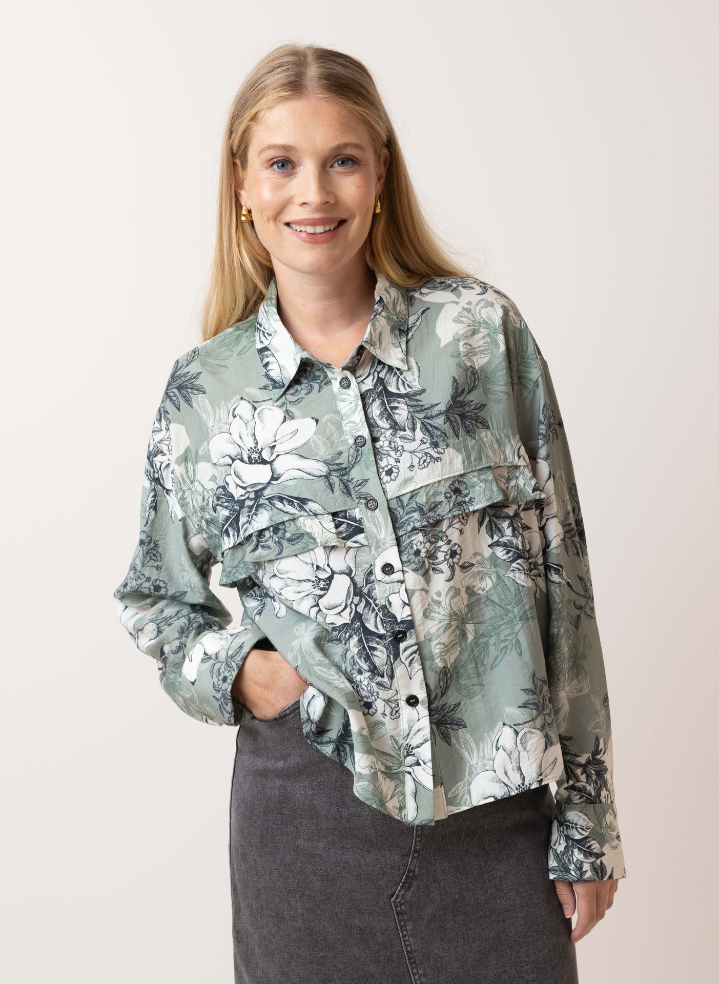 Norah Groene blouse green multicolor 215027-520