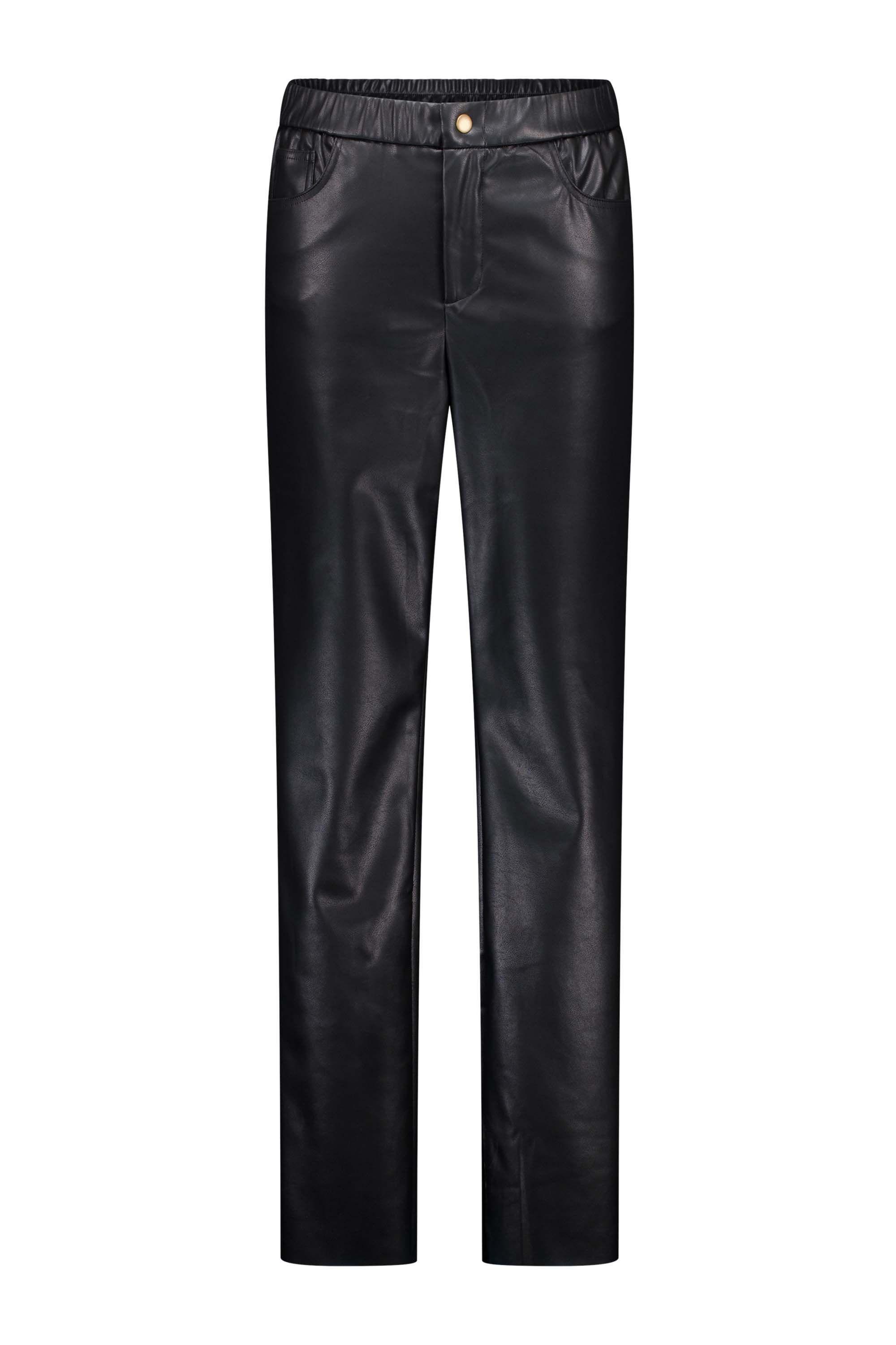 Norah Zwarte slim fit broek van imitatieleer black 215036-001