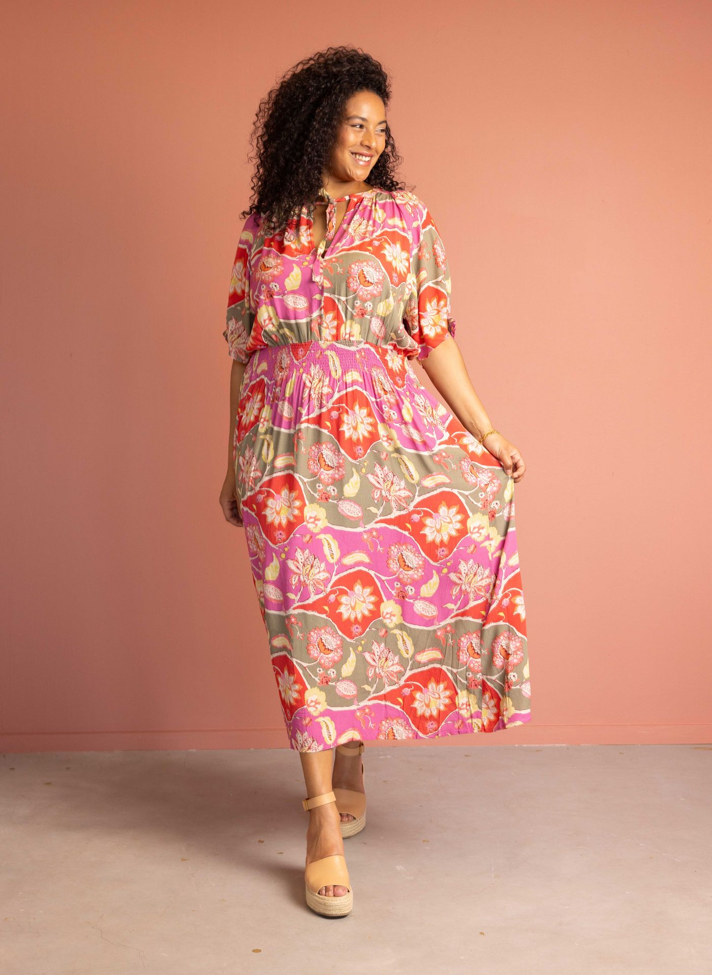 Norah Meerkleurige maxi jurk pink multicolor 215047-920