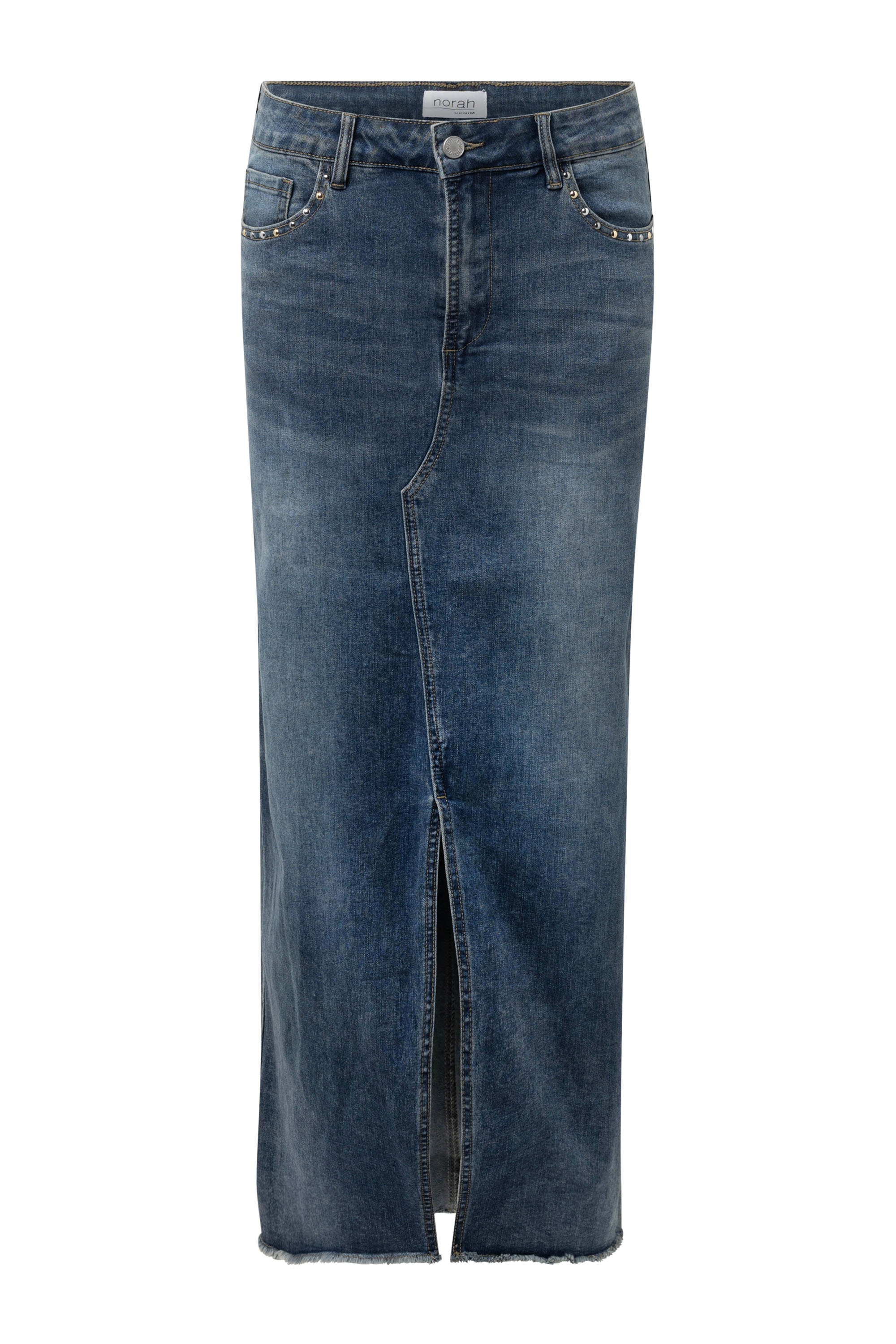 Allegra K Dames denim rok rekbaar hoge taille knoopsluiting lange jeansrok A-lijn zak midi-rok, zwart, M