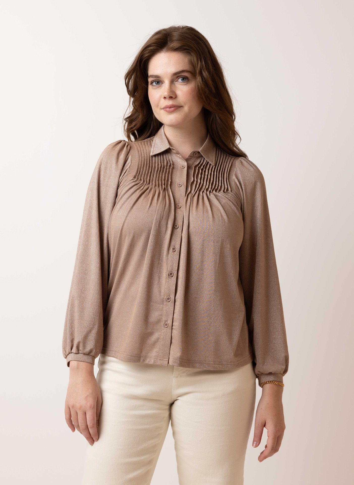 Norah Oudroze glitterblouse taupe 215069-204