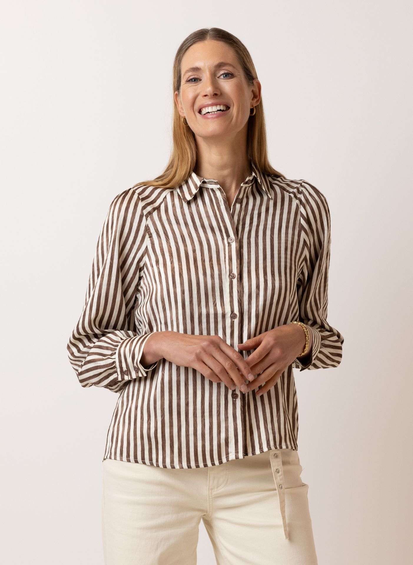 Norah Gestreepte blouse brown/white 215070-231