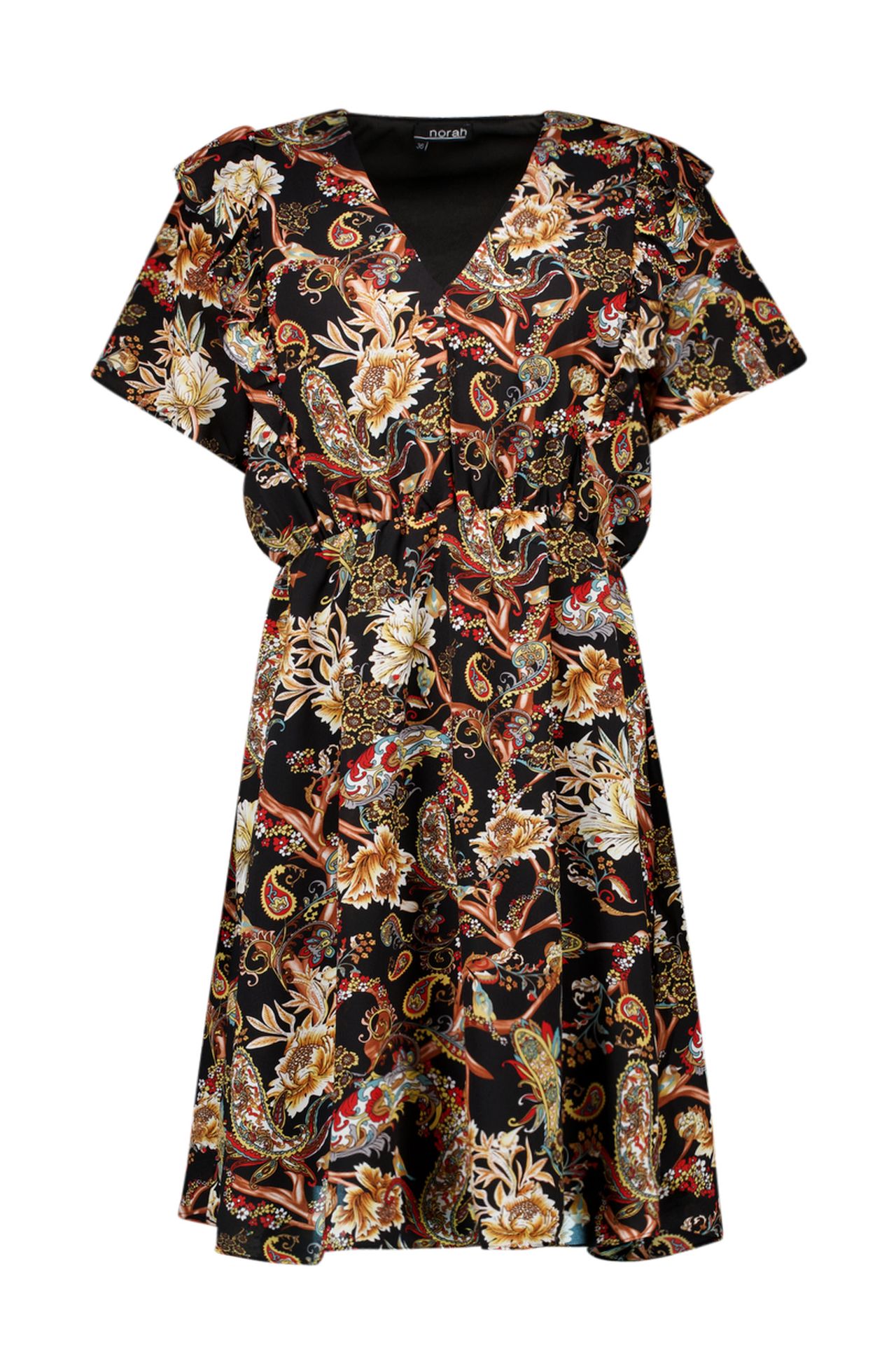 Norah Meerkleurige midi jurk black multicolor 215089-020