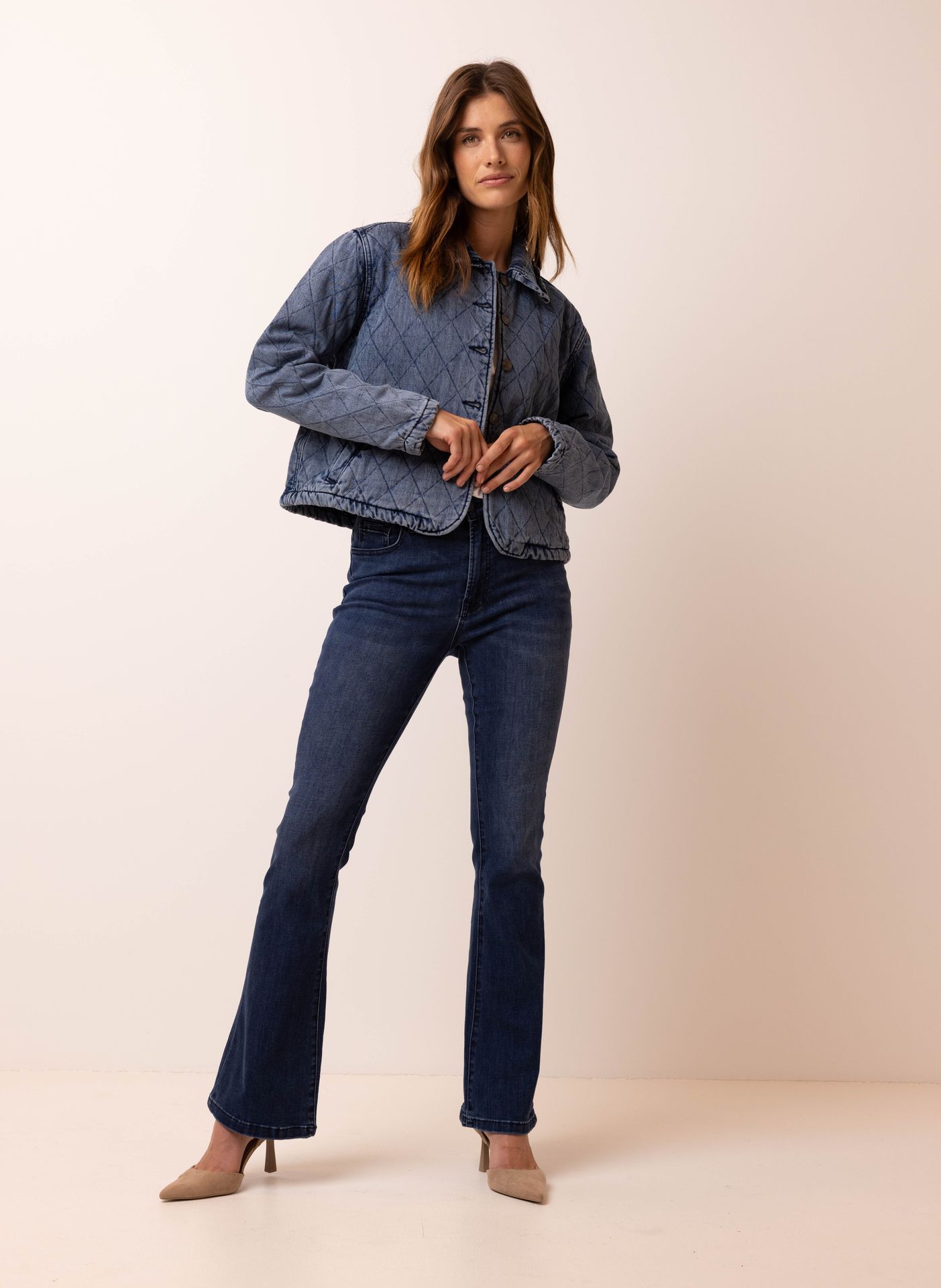Norah Flora jeans | Flared | Middenblauw | L32 medium blue 215096-449-46
