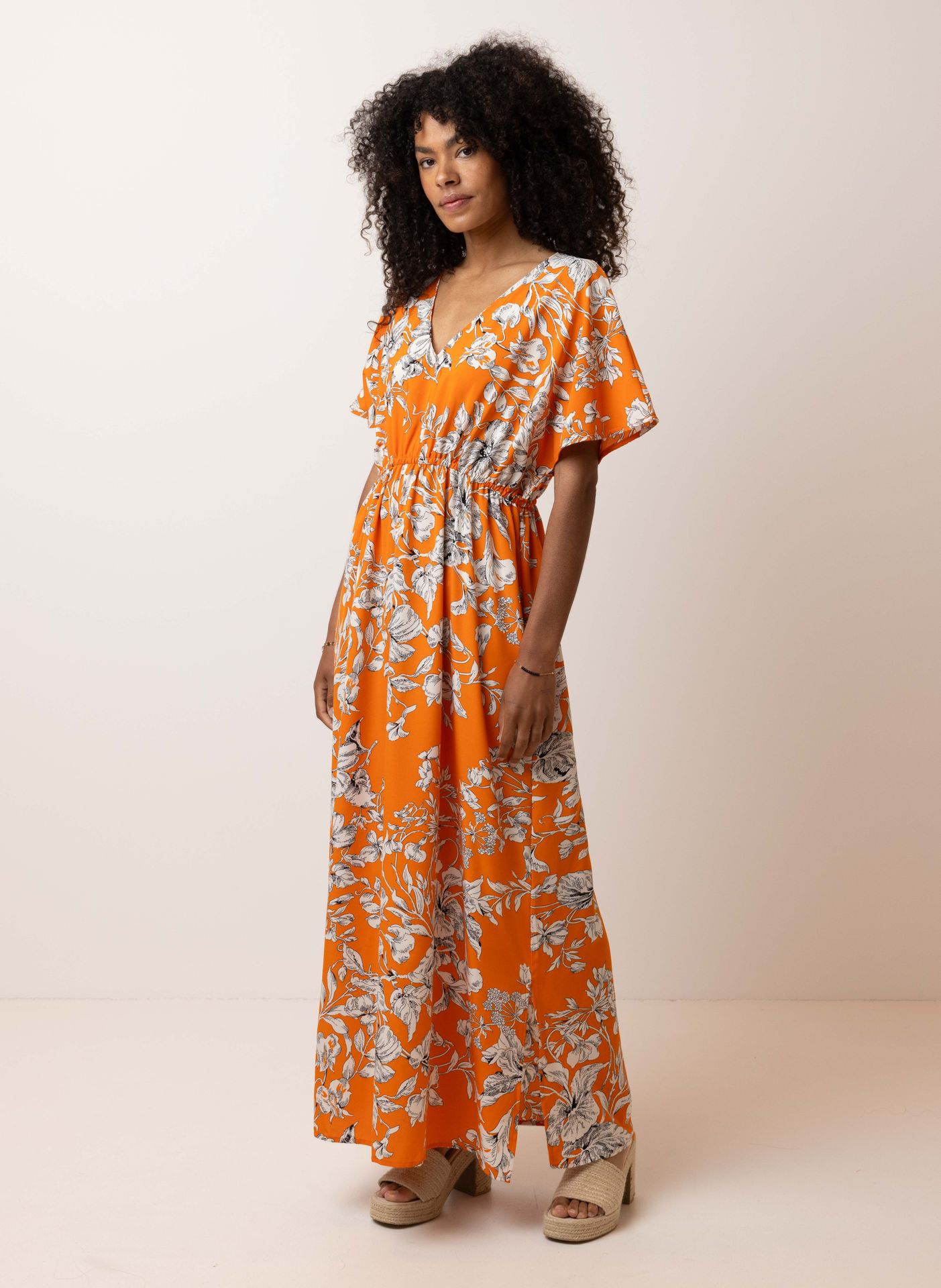 Norah Oranje maxi jurk orange multicolor 215114-720