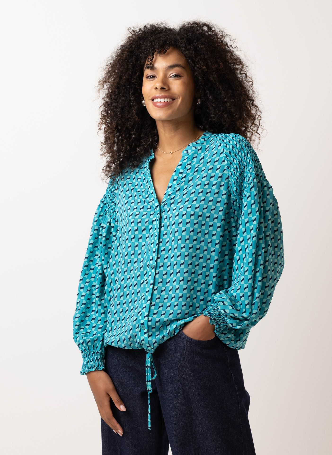 Norah Meerkleurige blouse turquoise multicolor 215119-474