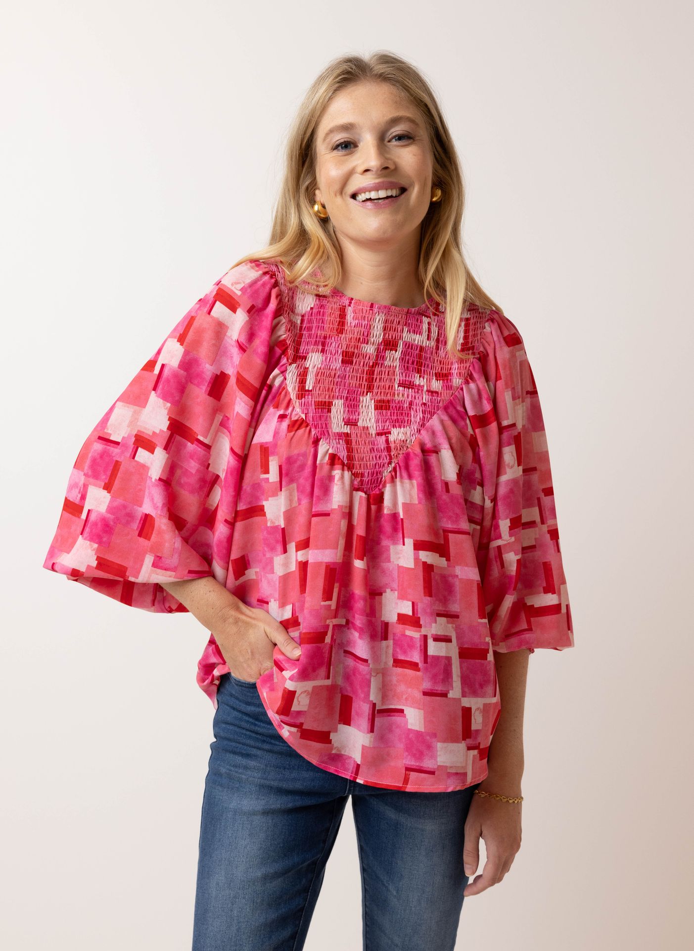 Norah Roze blouse pink/red 215120-936