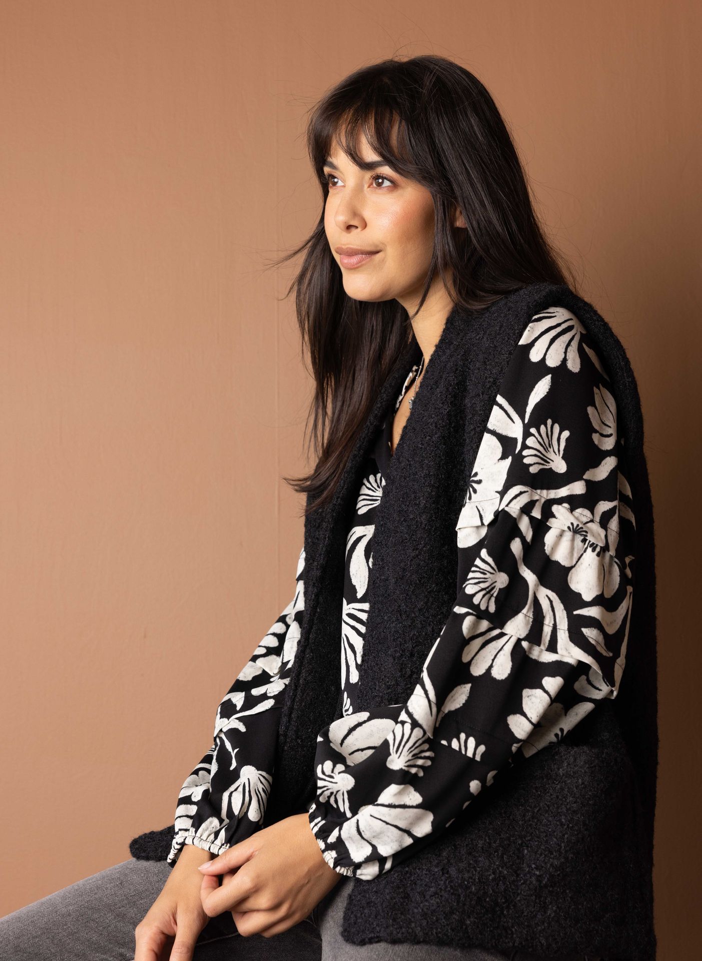 Zwart bouclé gilet