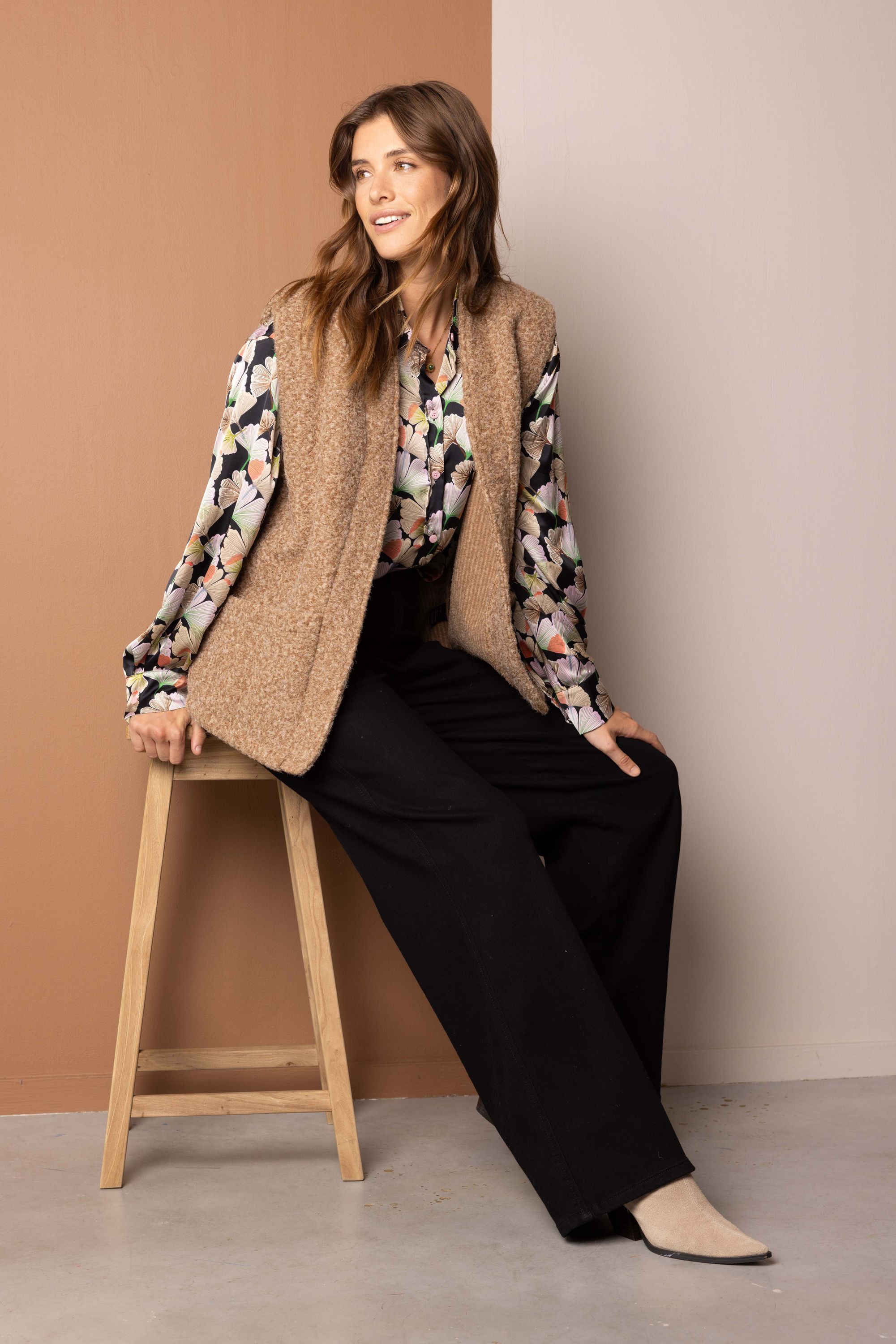 Norah Bruin bouclé gilet brown 215123-200