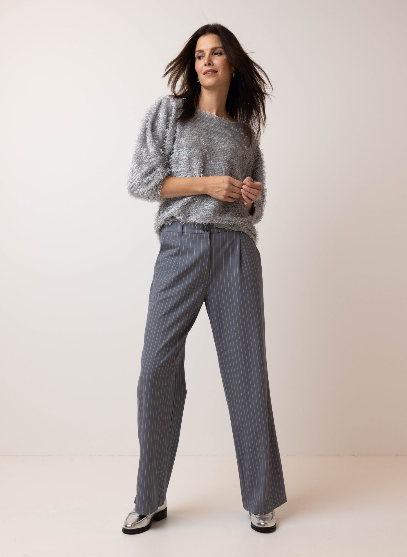 Norah Gestreepte pantalon grijs grey/white 215124-071